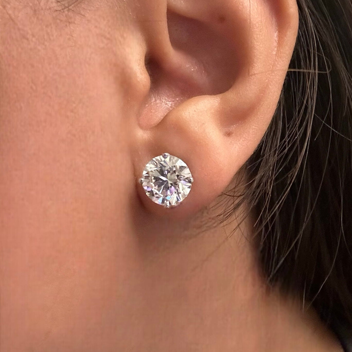 2 Carat Round Lab Grown Diamond Stud Earrings
