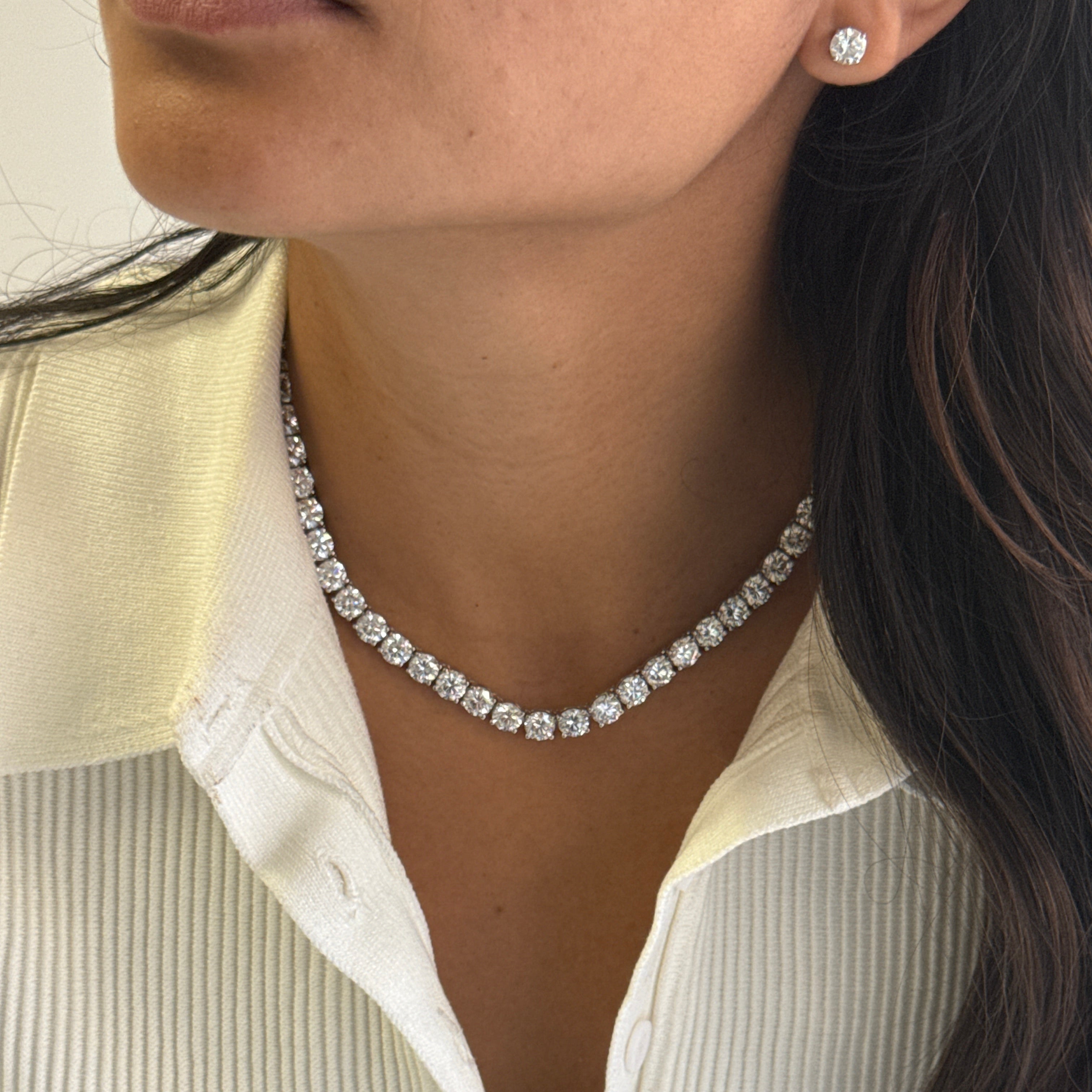 60 Carat Round Lab Grown Diamond Tennis Necklace