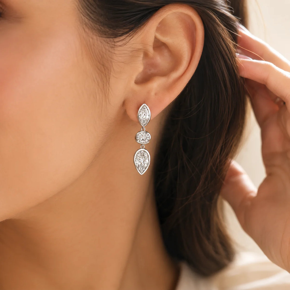 6 CTW Mixed-Shape Diamond Bezel Stud Earrings