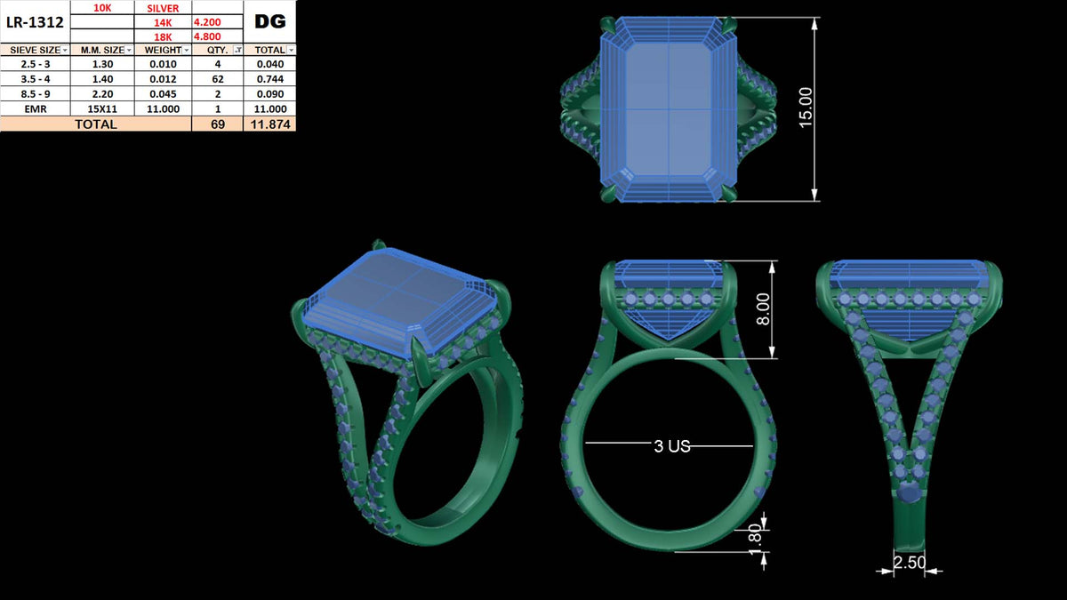 Emerald Cut Lab Grown Diamond Engagement Ring
