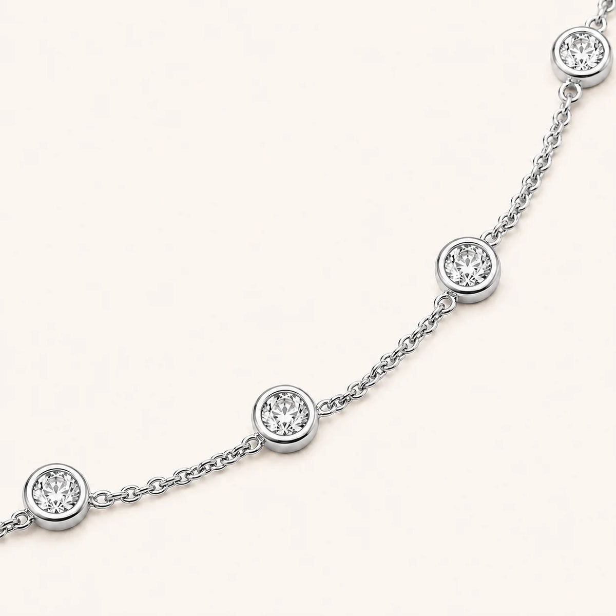 2.50 CTW Round Diamond Bezel-Set Station Necklace
