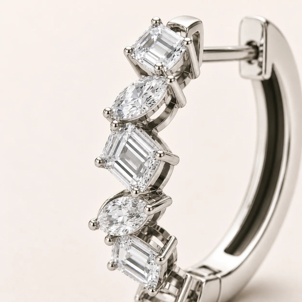 3.60 CTW Mixed-Shape Diamond Huggie Hoop Earrings