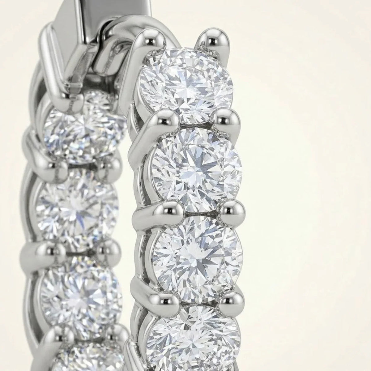 Round Diamond Huggie Hoop Earrings 14K Gold