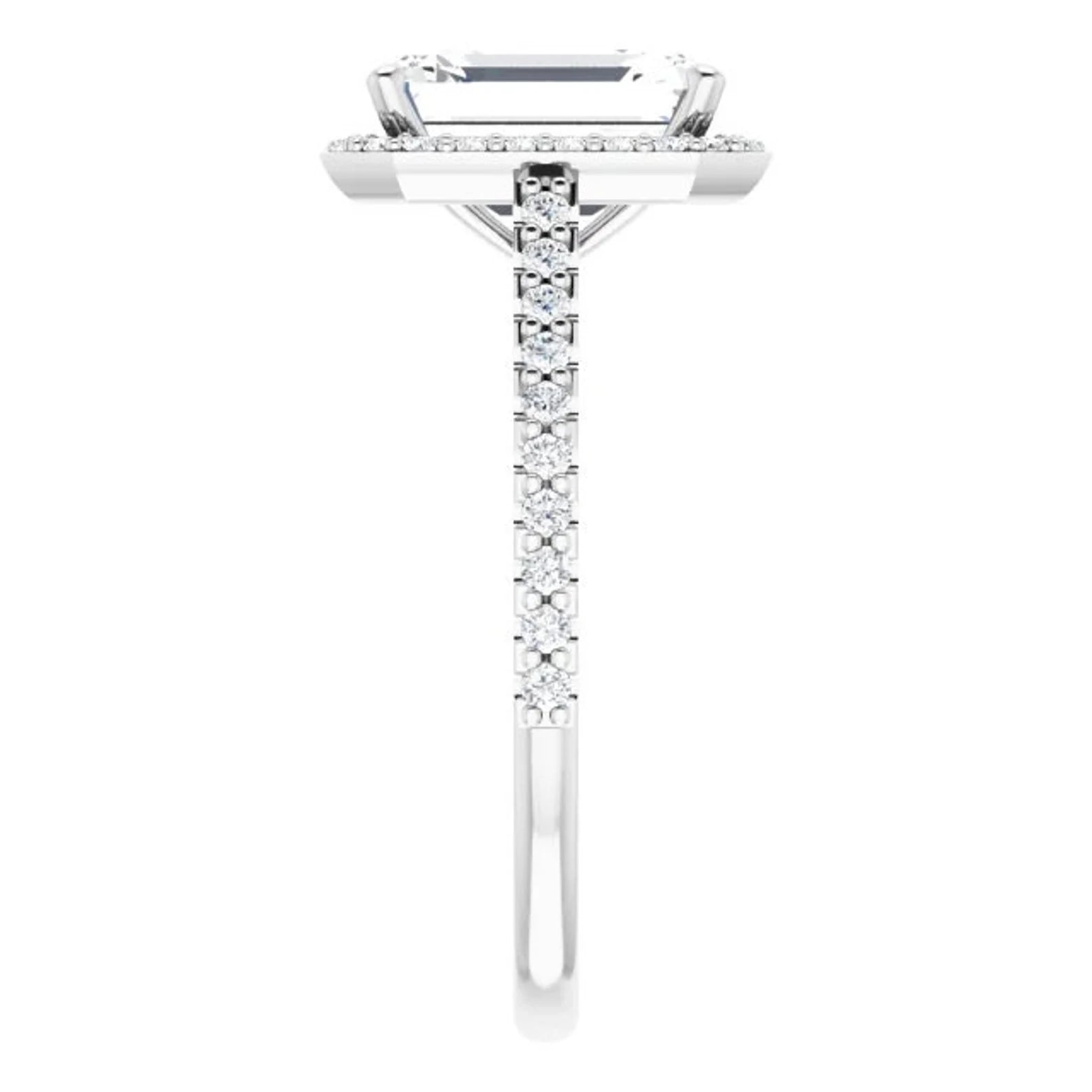 Emerald Cut Halo Diamond Engagement Ring