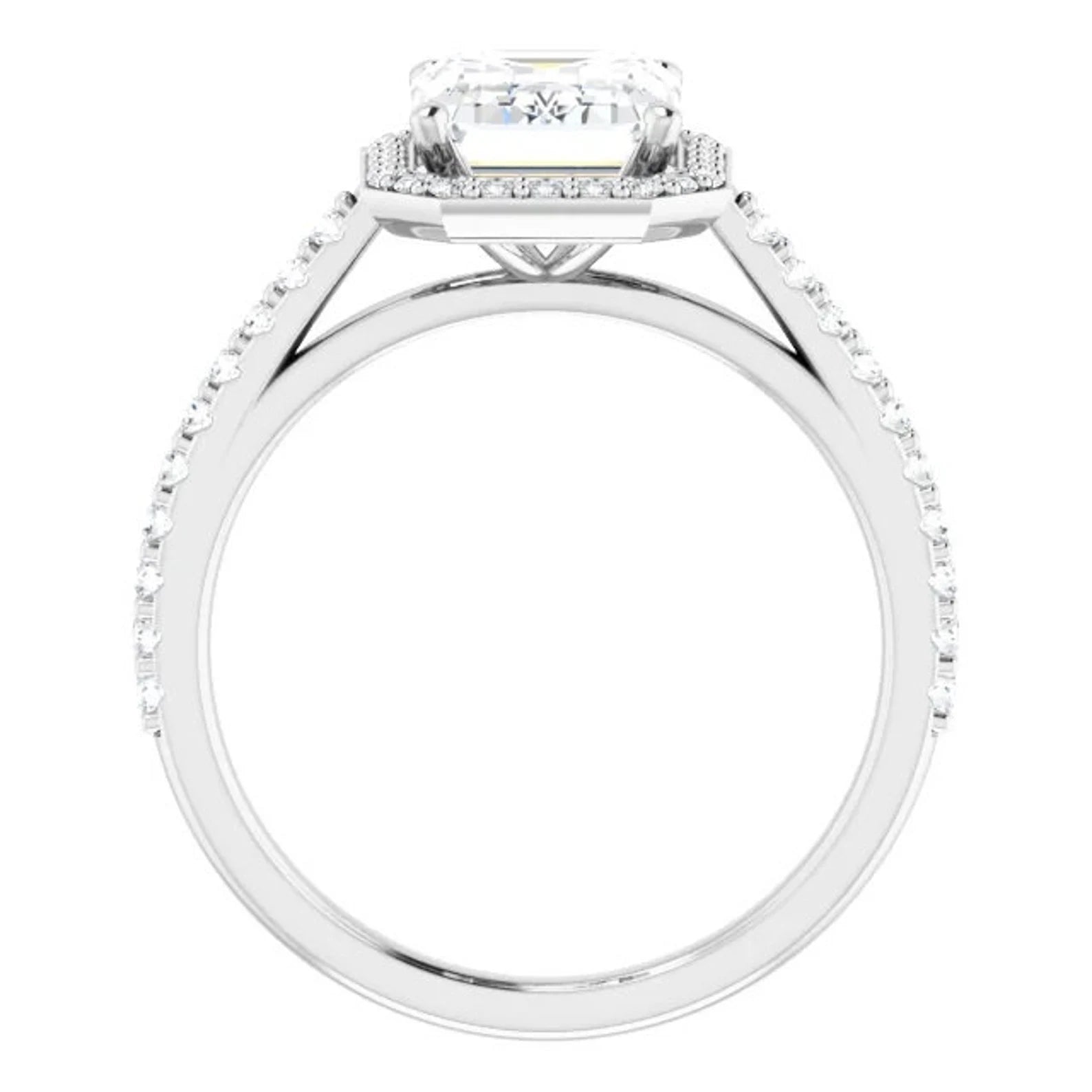 Emerald Cut Halo Diamond Engagement Ring