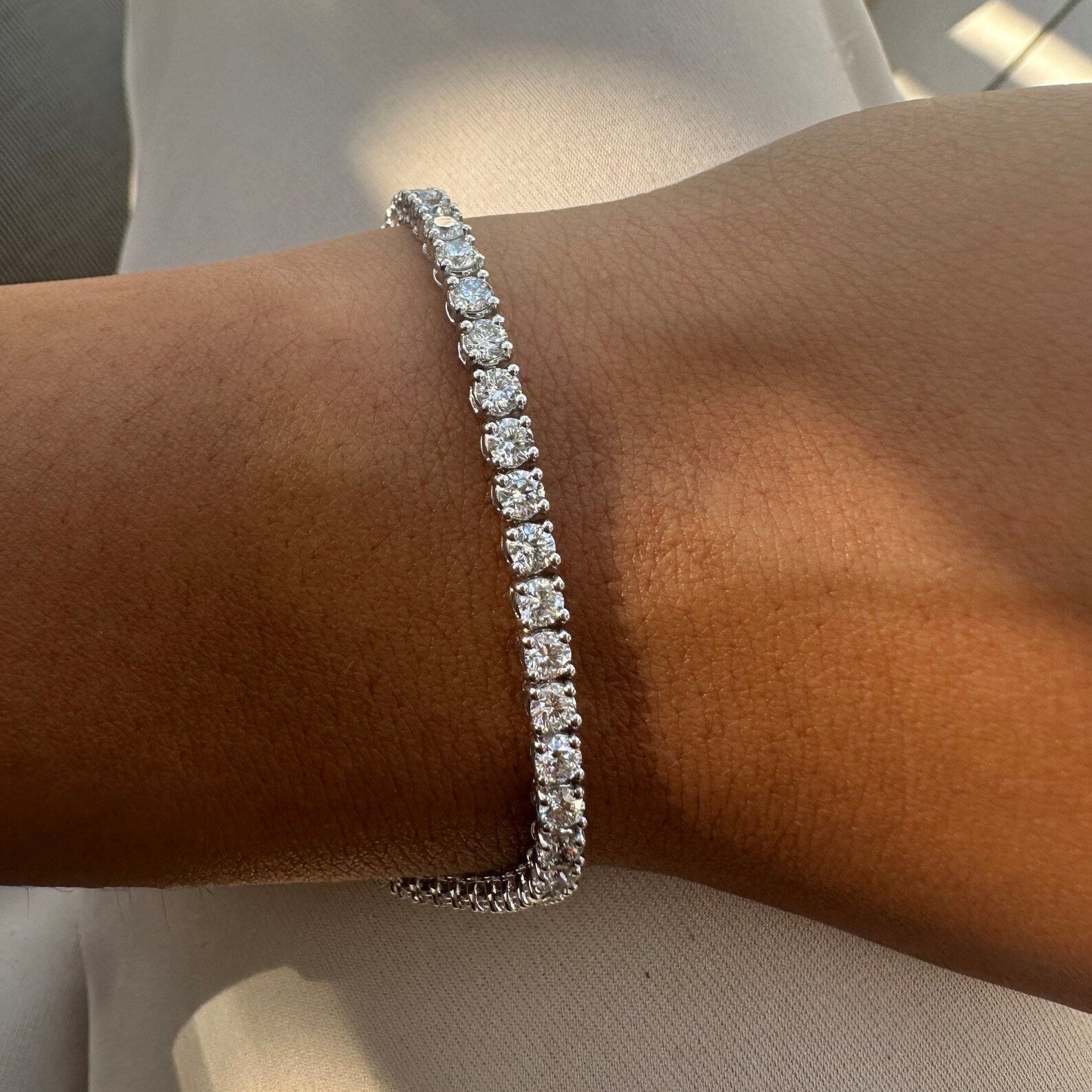 5 Carat Round Lab Grown Diamond Bracelet