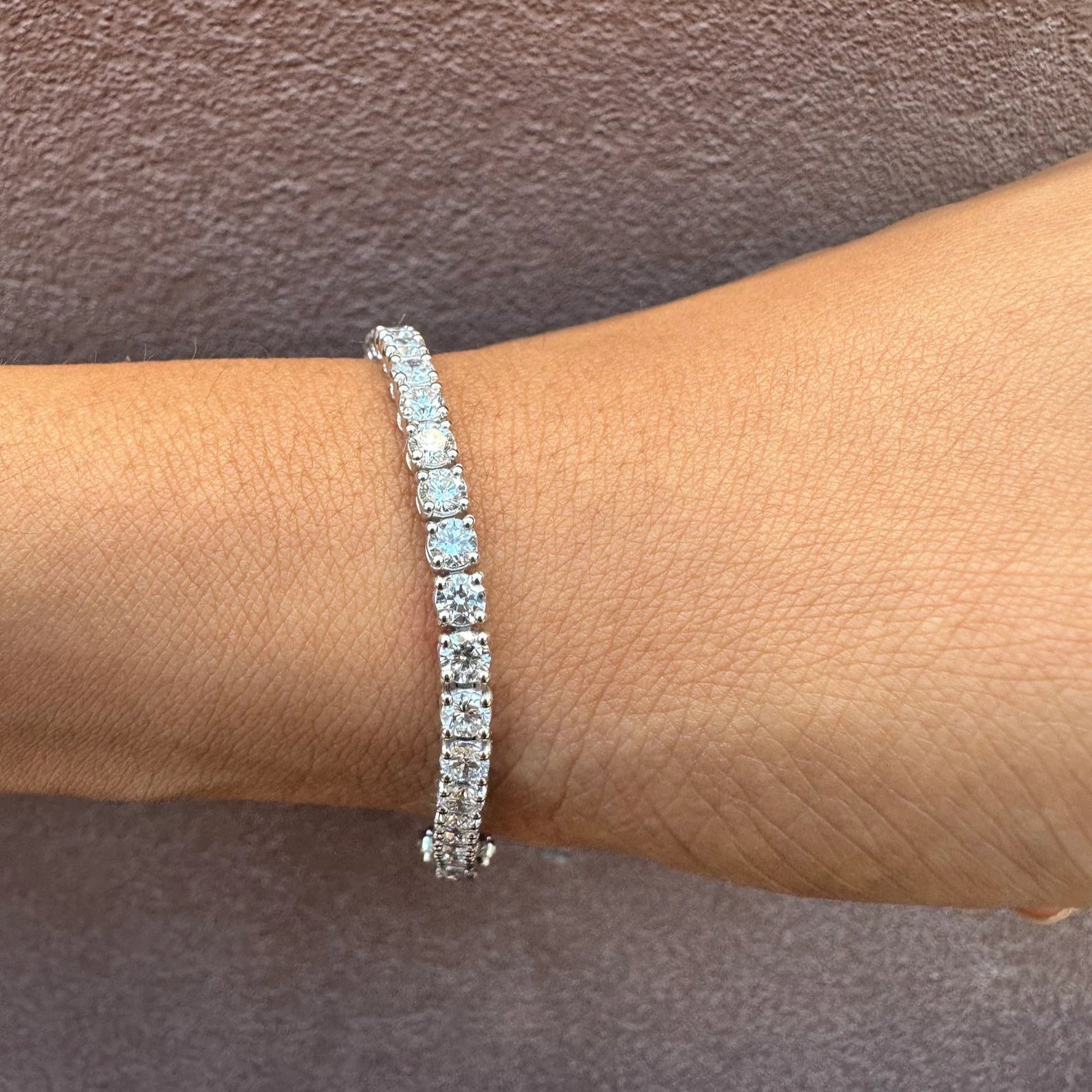 7 Carat Round Lab Grown Diamond Tennis Bracelet