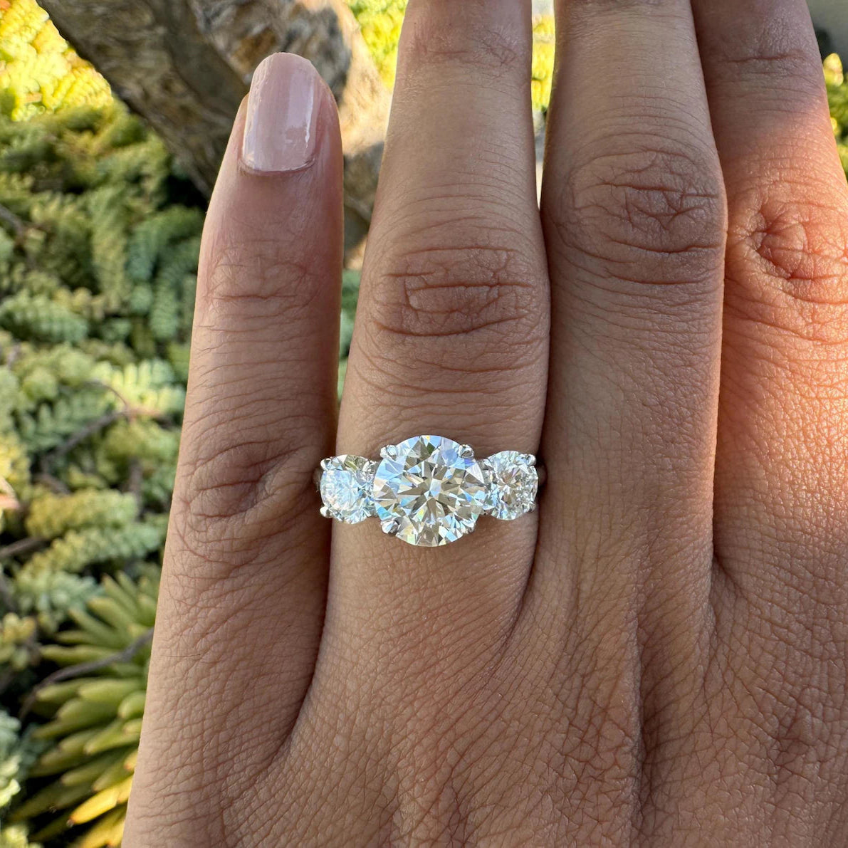 3 Stone Round Diamond Engagement Ring