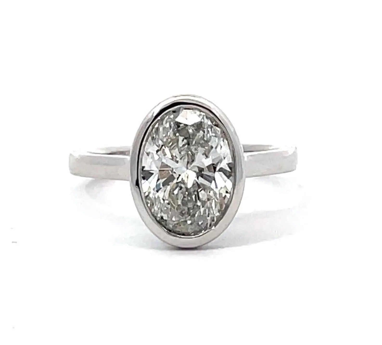 Oval Bezel Set Diamond Engagement Ring