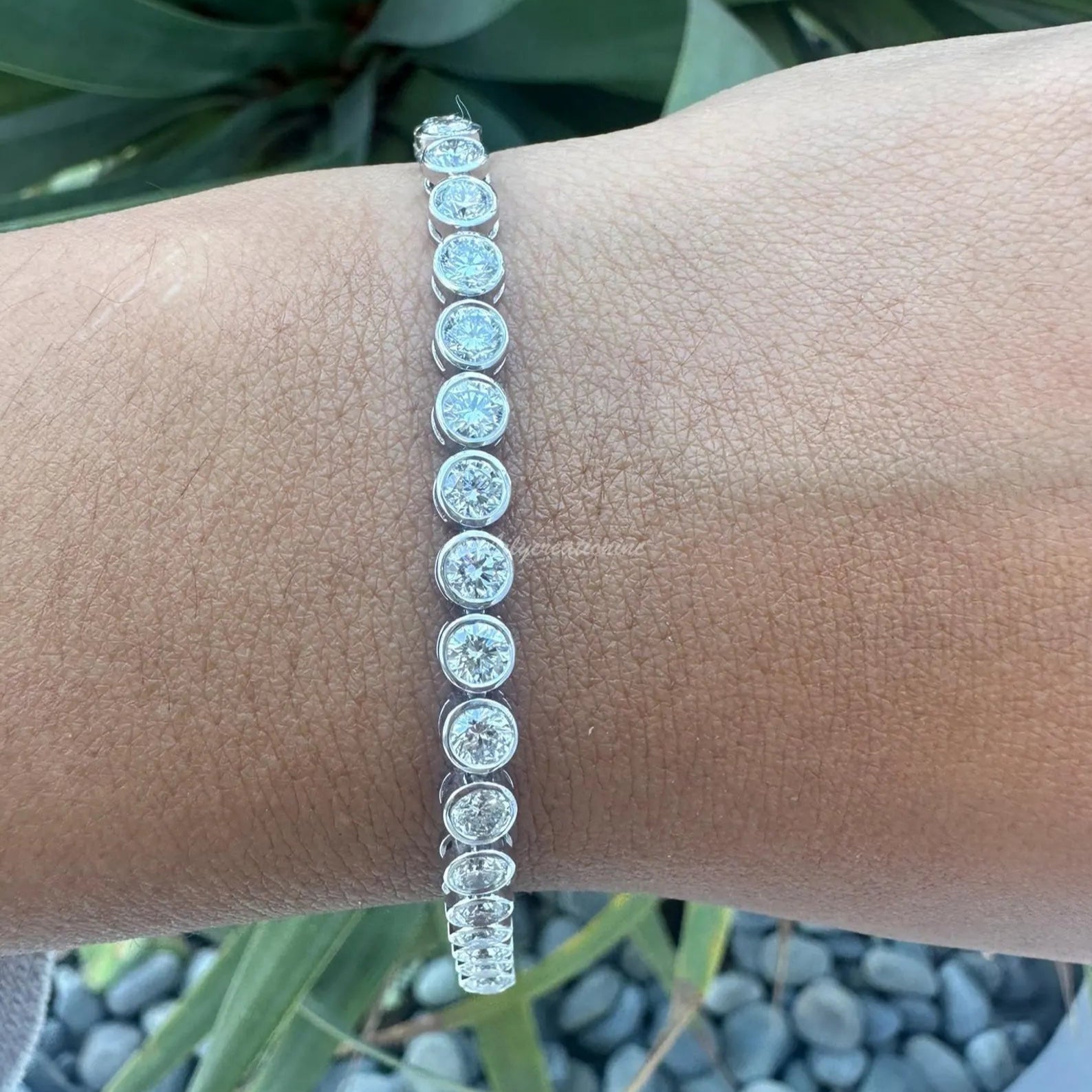 6 Carat Bezel Setting Round Lab Grown Diamond Bracelet