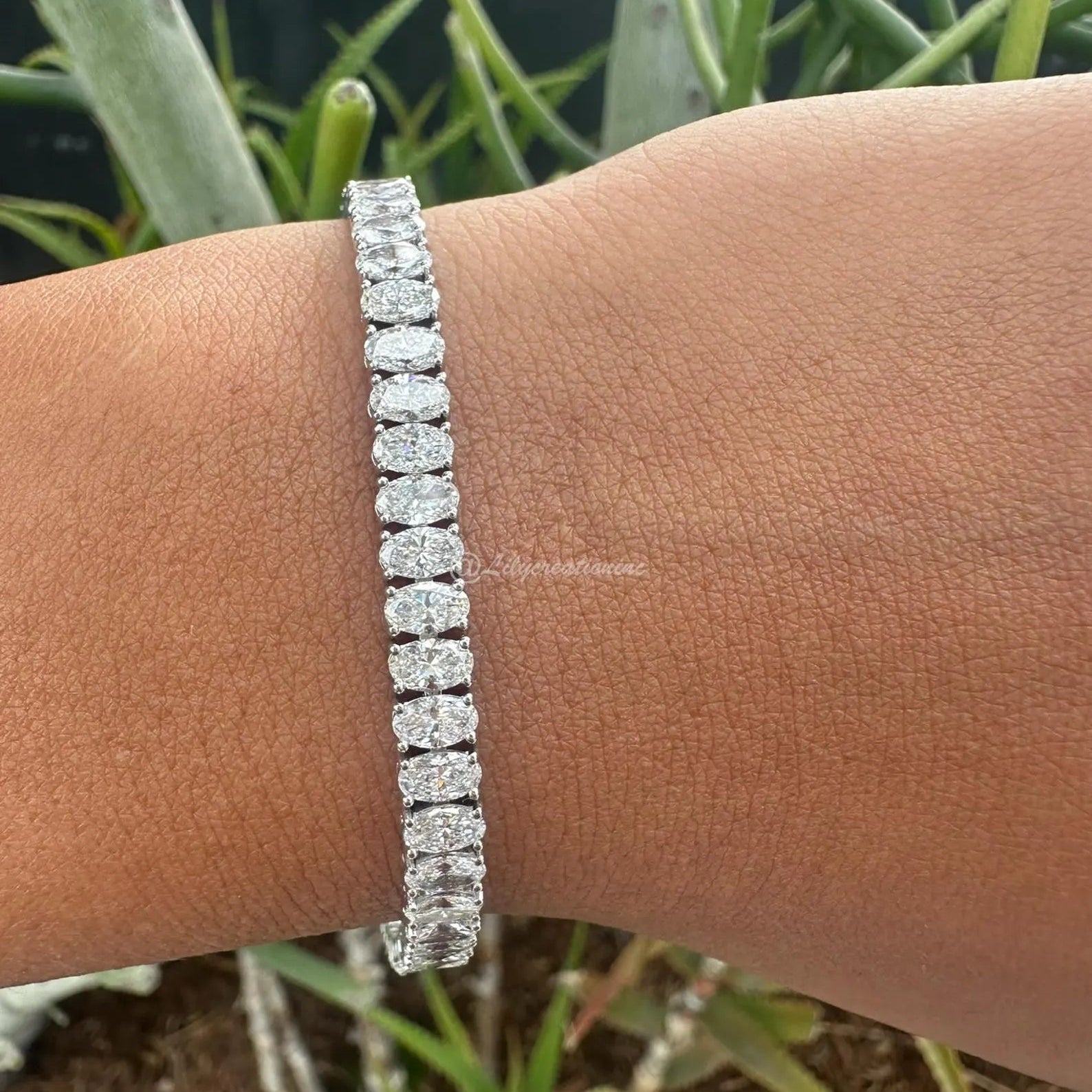 15 Carat Oval Lab Grown Diamond Tennis Bracelet