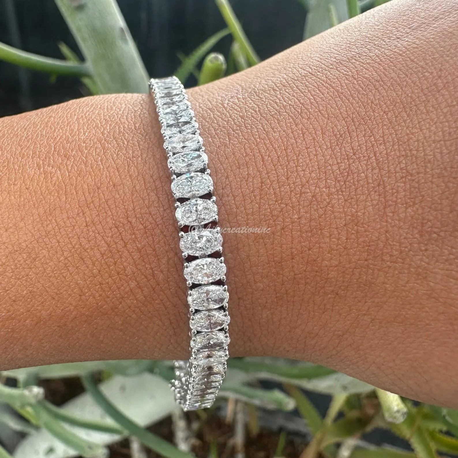 15 Carat Oval Lab Grown Diamond Tennis Bracelet