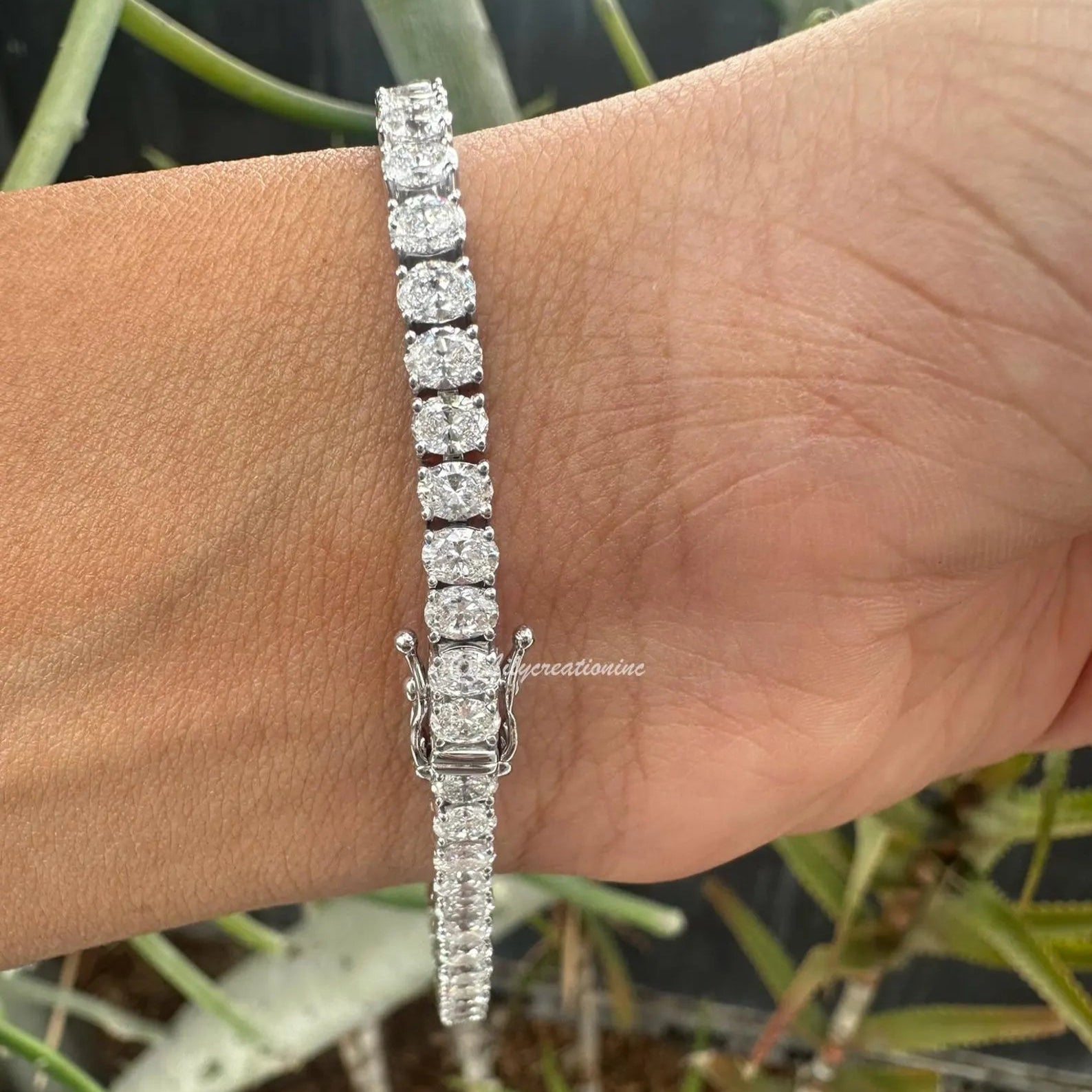 10 Carat Oval Lab Grown Diamond Tennis Bracelet
