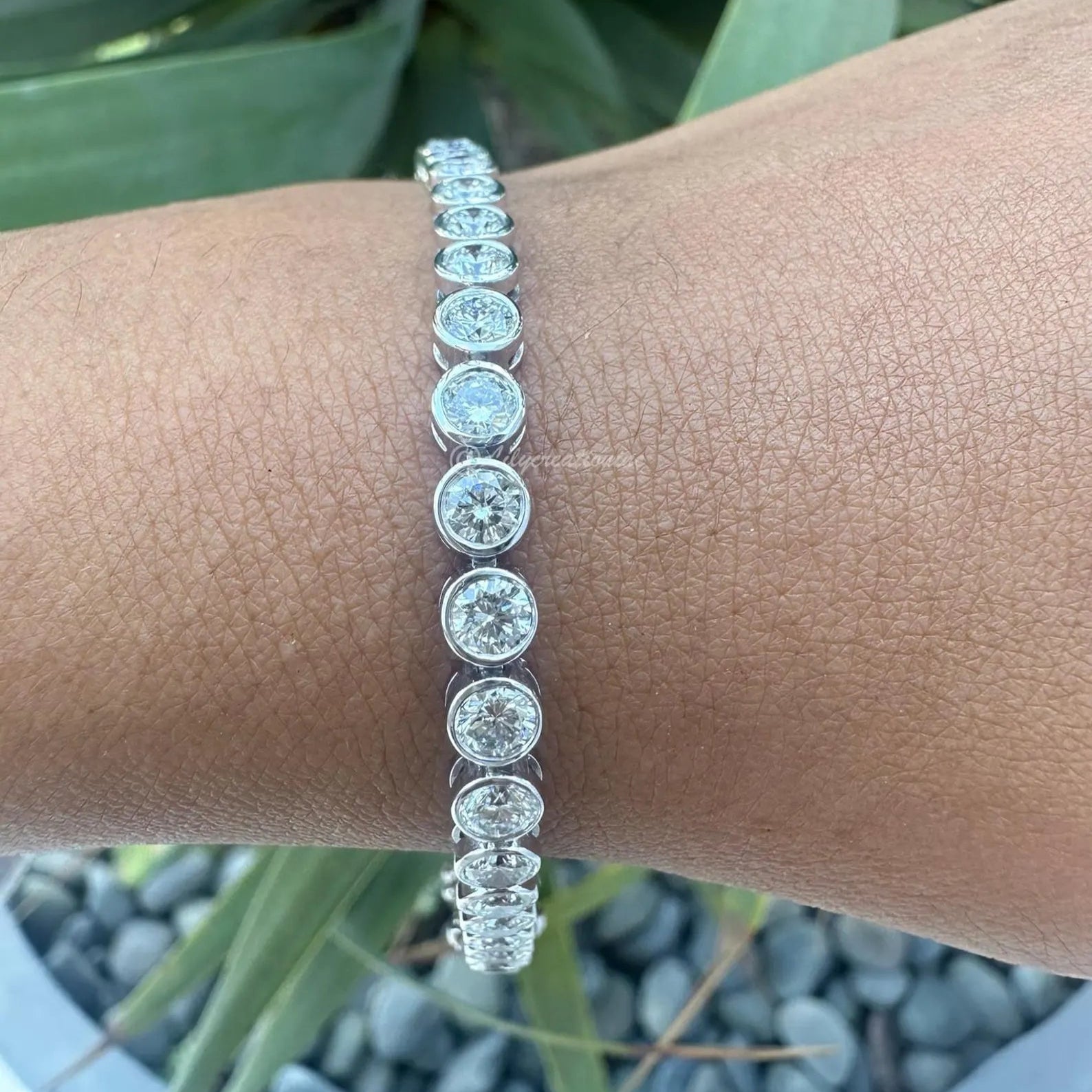 6 Carat Bezel Setting Round Lab Grown Diamond Bracelet