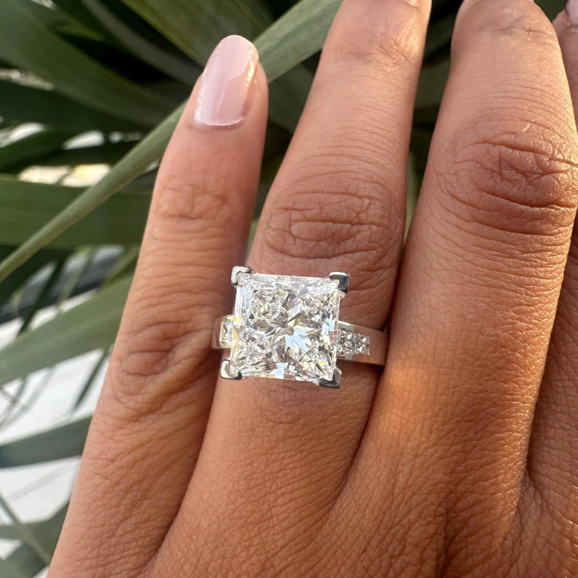 Princess Cut Diamond Engagement Ring With Side Diamonds