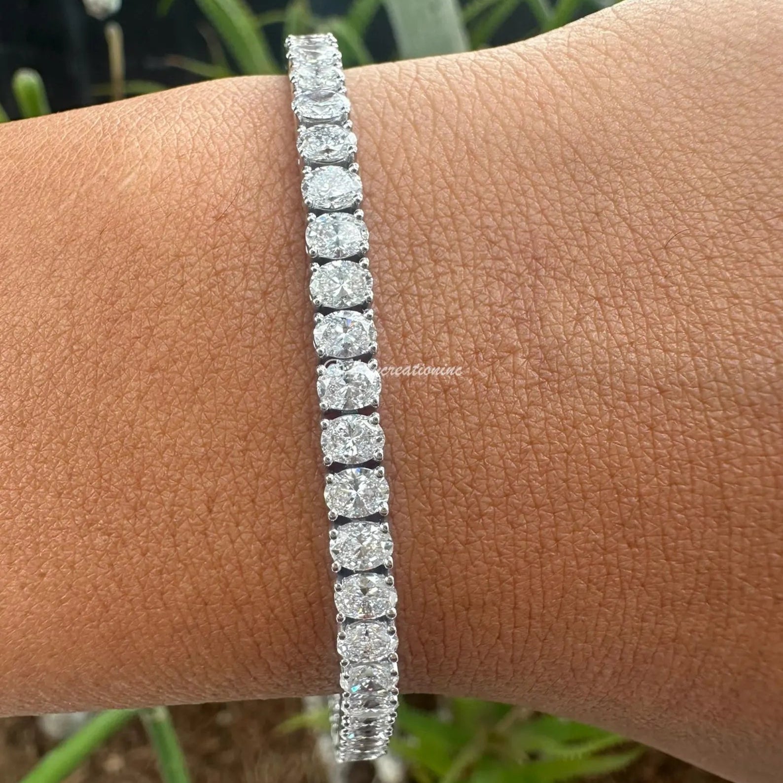10 Carat Oval Lab Grown Diamond Tennis Bracelet