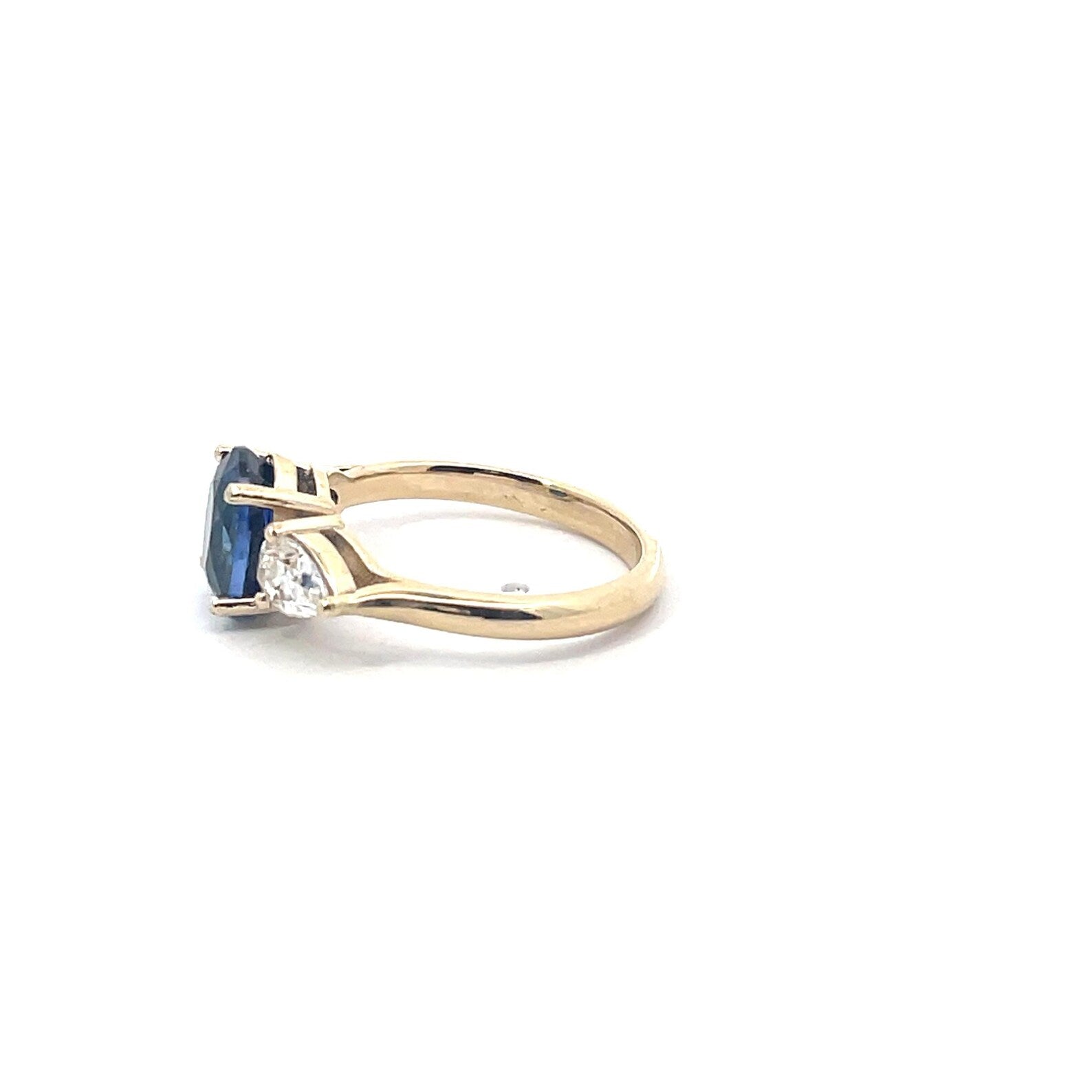 3 Stone Oval Cut Sapphire Diamond Engagement Ring