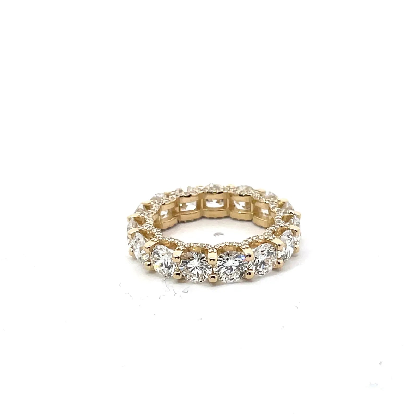 5 Carat Round U Prong Diamond Eternity Band With Side Diamonds