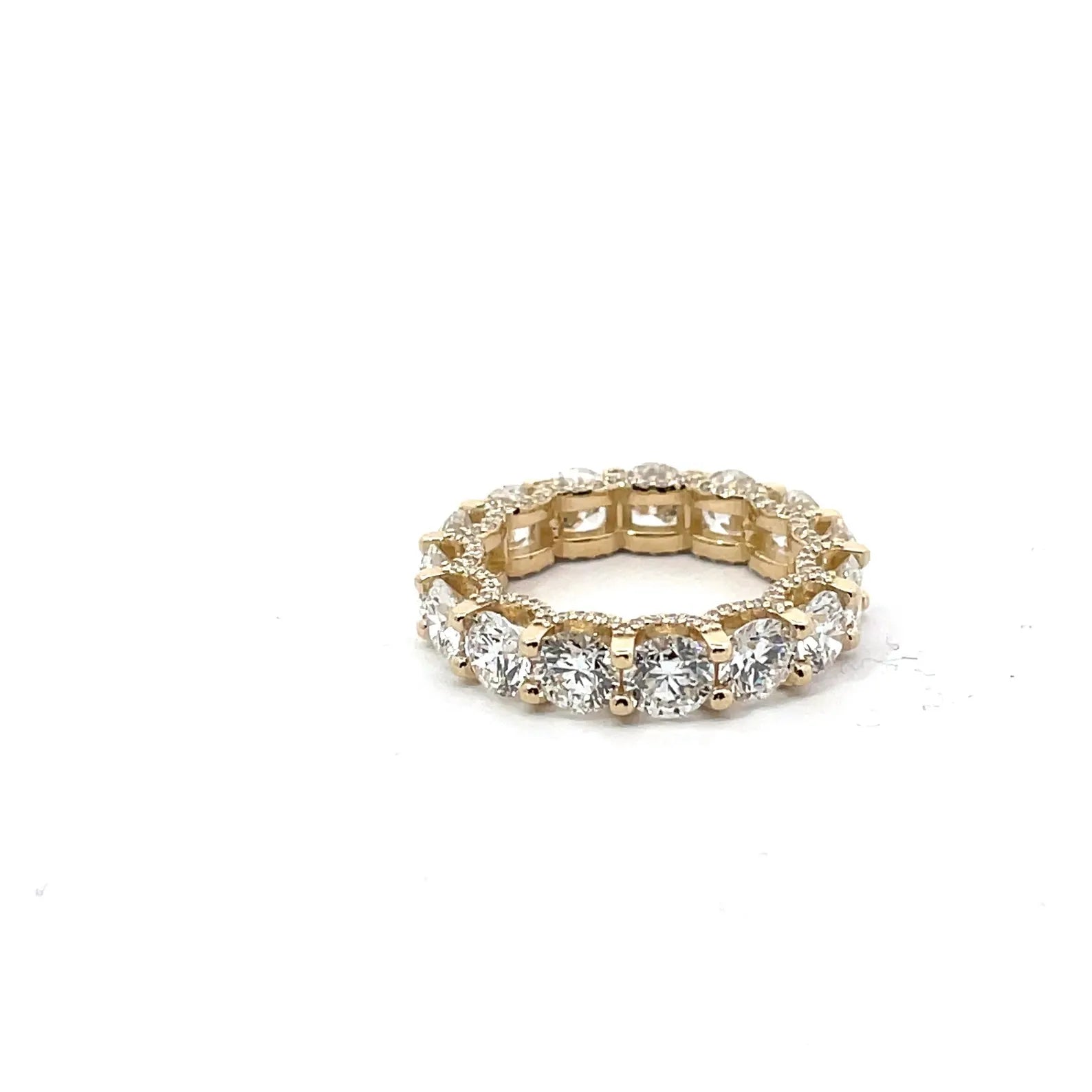 5 Carat Round U Prong Diamond Eternity Band With Side Diamonds