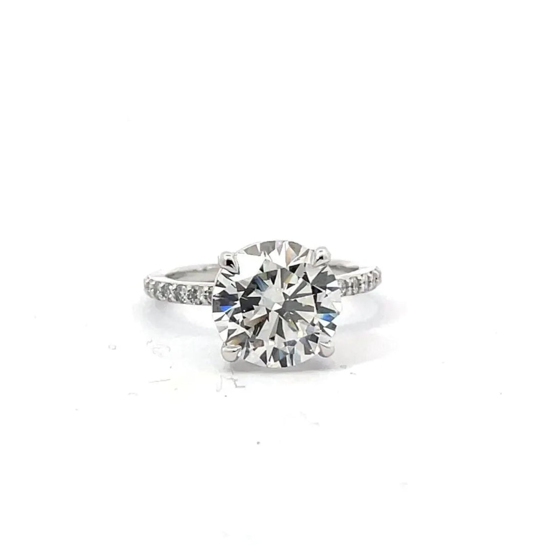 Round Solitaire Diamond Engagement Ring With 3/4 Coverage Side Stones