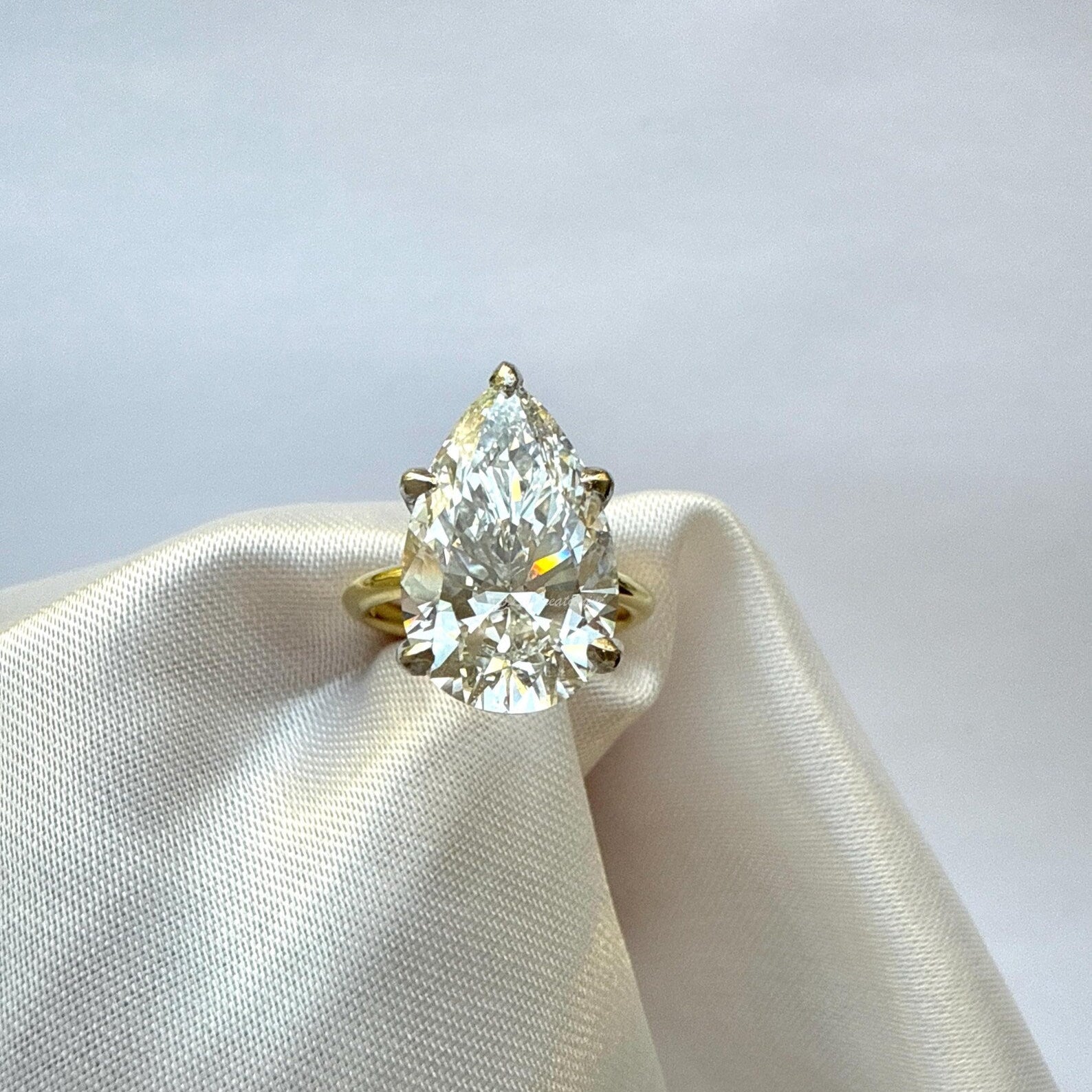 Six-Prong Pear Cut Diamond Engagement Ring