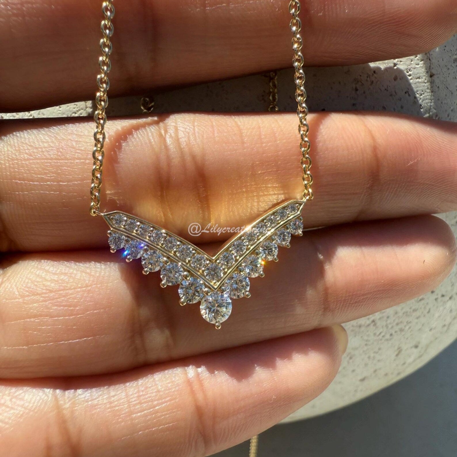 1.15 Carat Natural Diamond Pendant By The Yard Chain