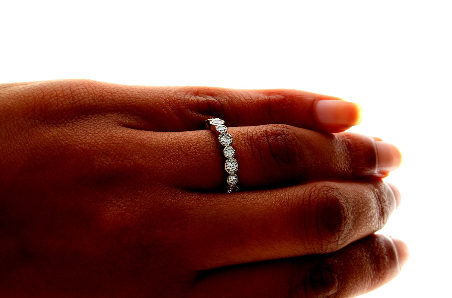 1 Carat Vintage Milgrain Wedding Diamond Eternity Band
