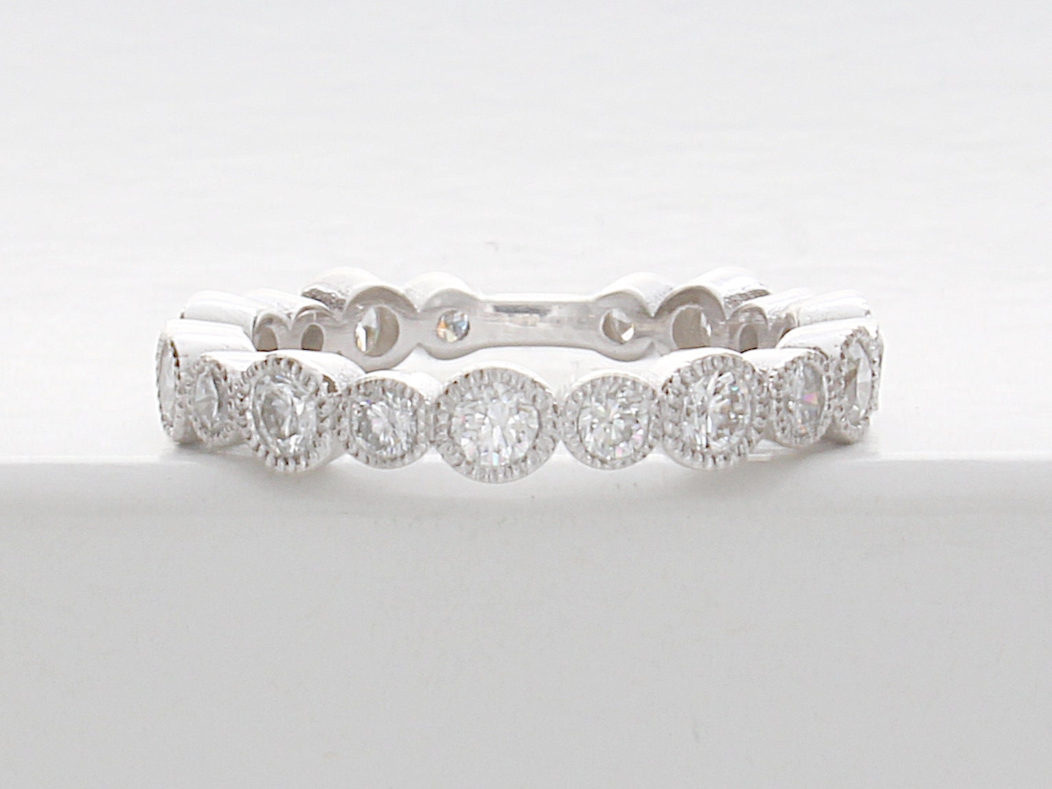 1 Carat Vintage Milgrain Wedding Diamond Eternity Band