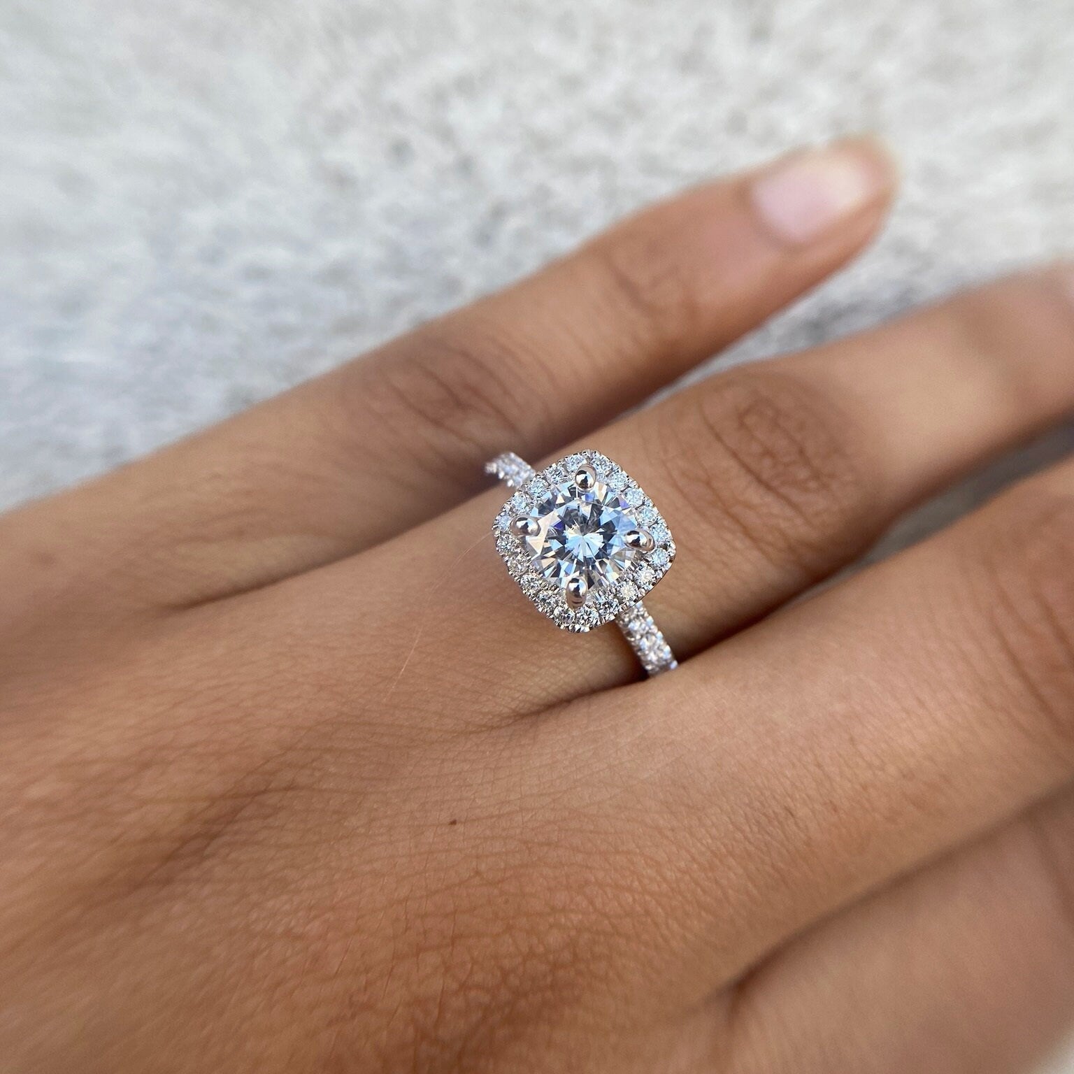 Cushion Halo Diamond Engagement Ring