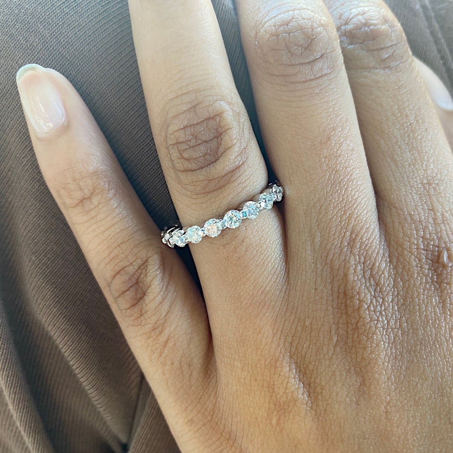 1.25 Carat 3/4 Way Single Prong Diamond Eternity Band