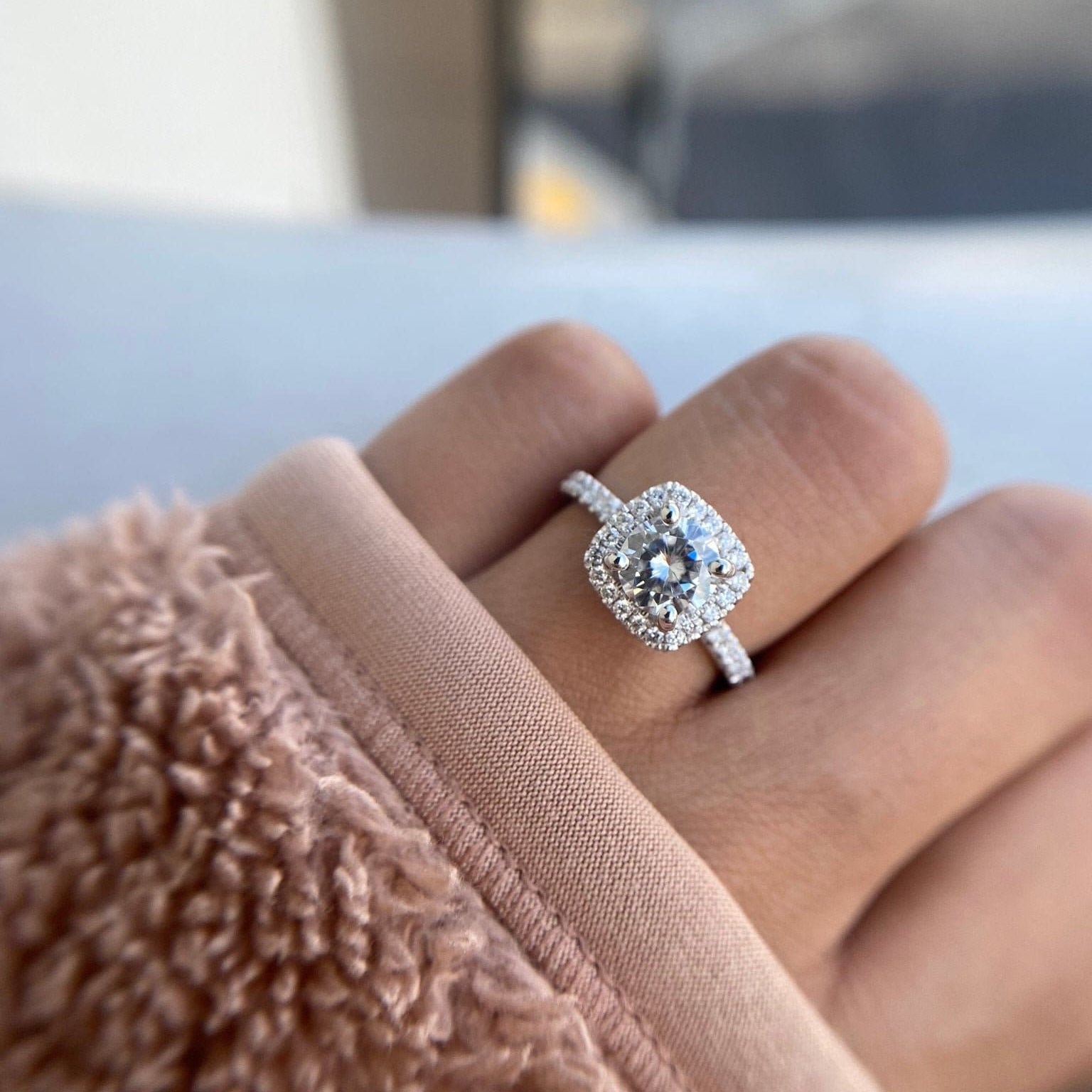 Cushion Halo Diamond Engagement Ring