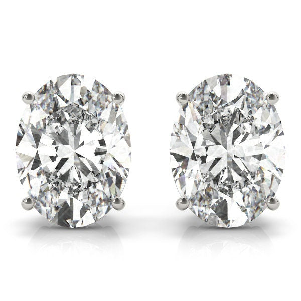 2 Carat Oval Lab Grown Diamond Stud Earrings