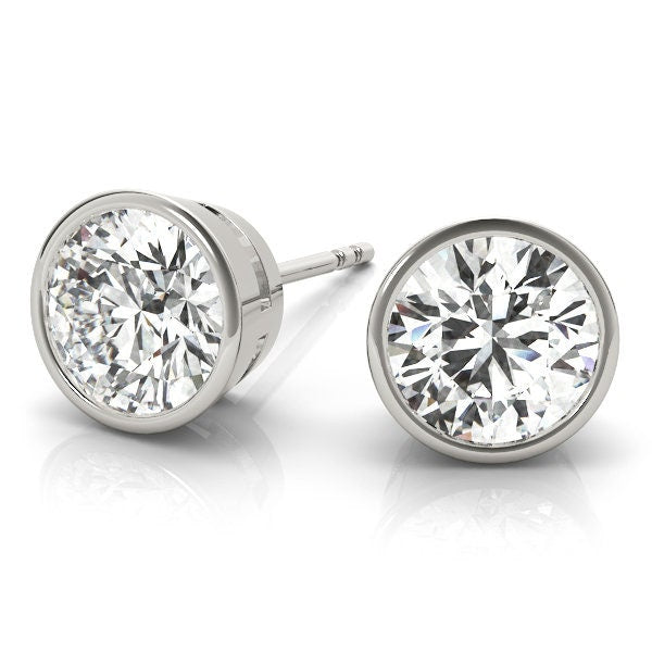 2 Carat Bezel Set Lab Grown Diamond Stud Earrings