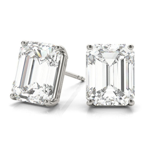 2 Carat Emerald Cut Lab Grown Diamond Stud Earrings