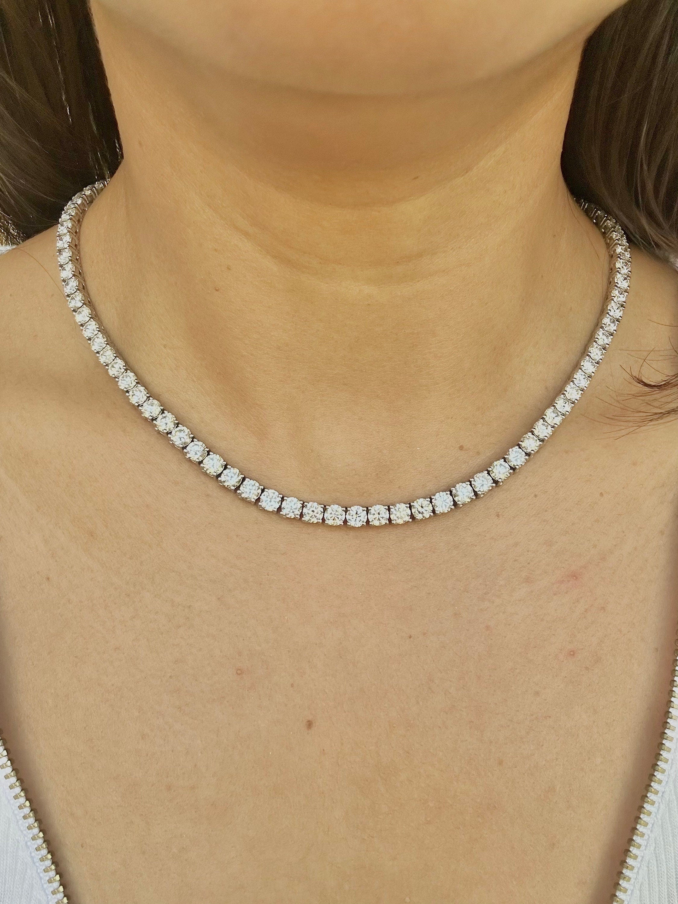 Round Diamond Tennis Necklace