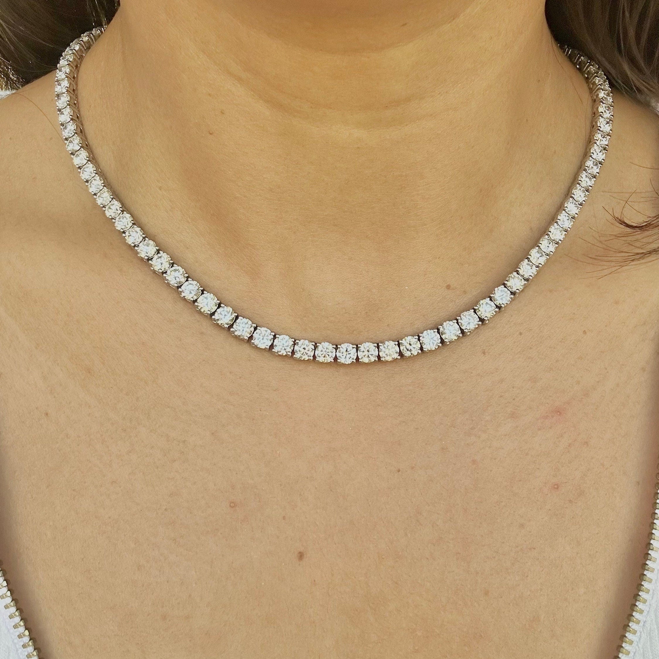 30 Carat Round Lab Grown Diamond Tennis Necklace
