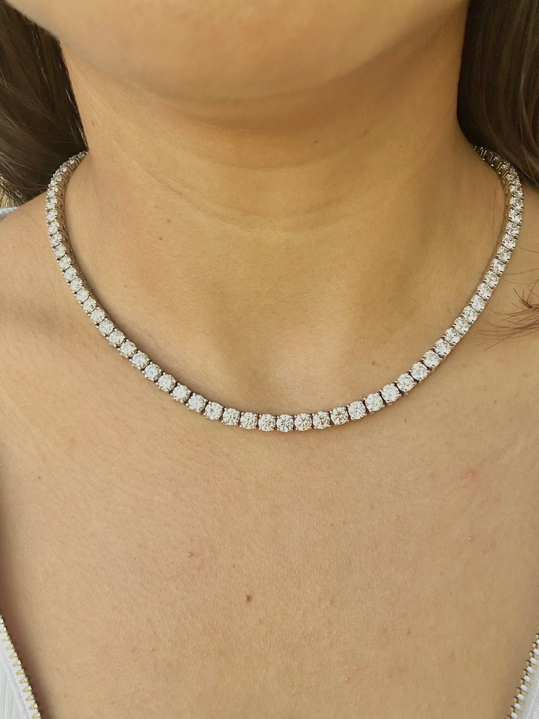 Round Diamond Tennis Necklace