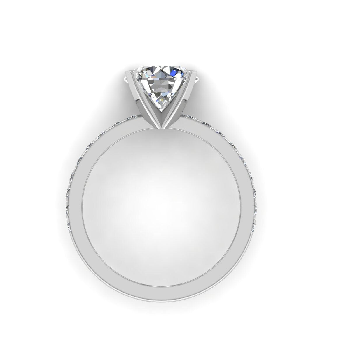 Round Diamond Engagement Ring With 1/2 Coverage Side Stones