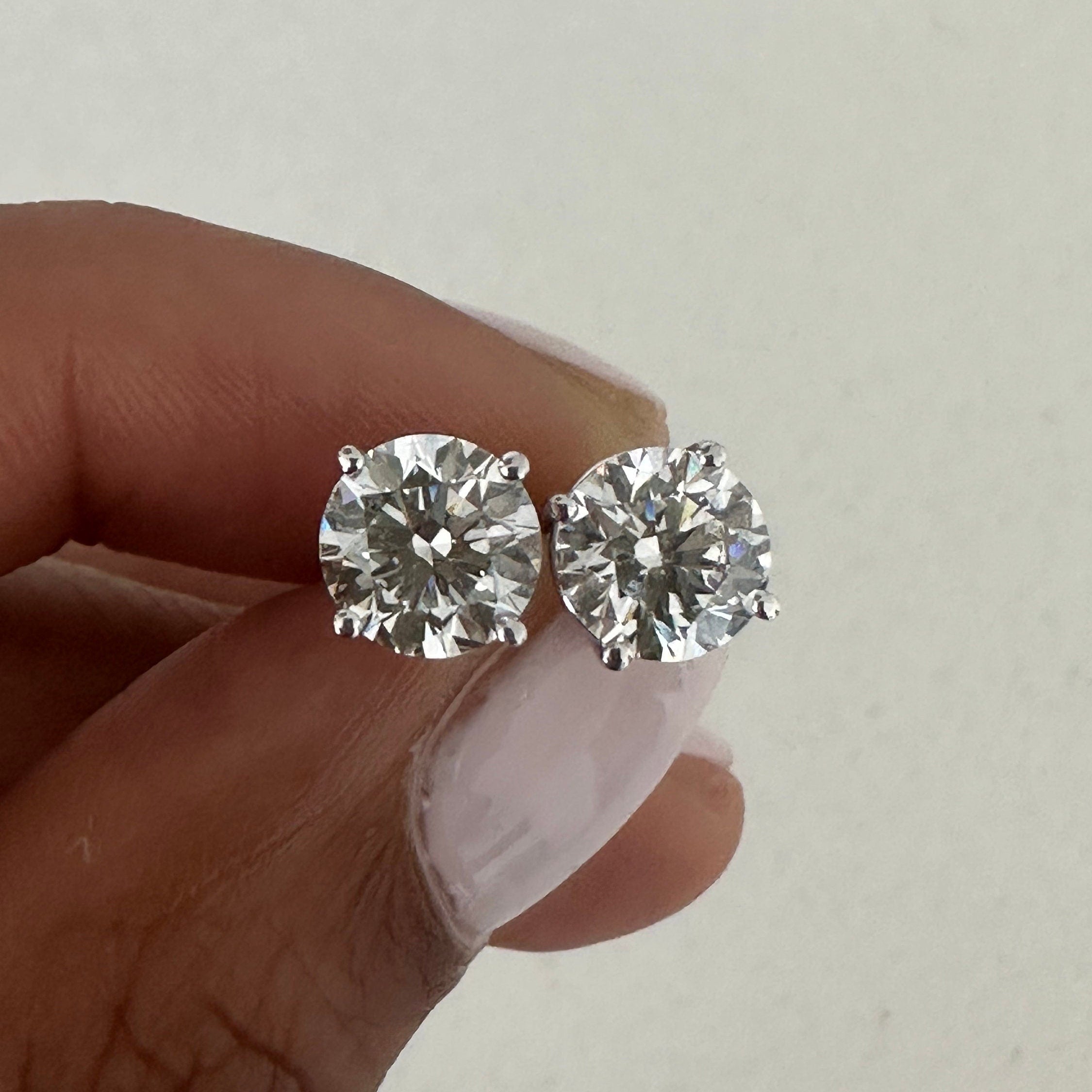 4 Carat Round Lab Grown Diamond Stud Earrings