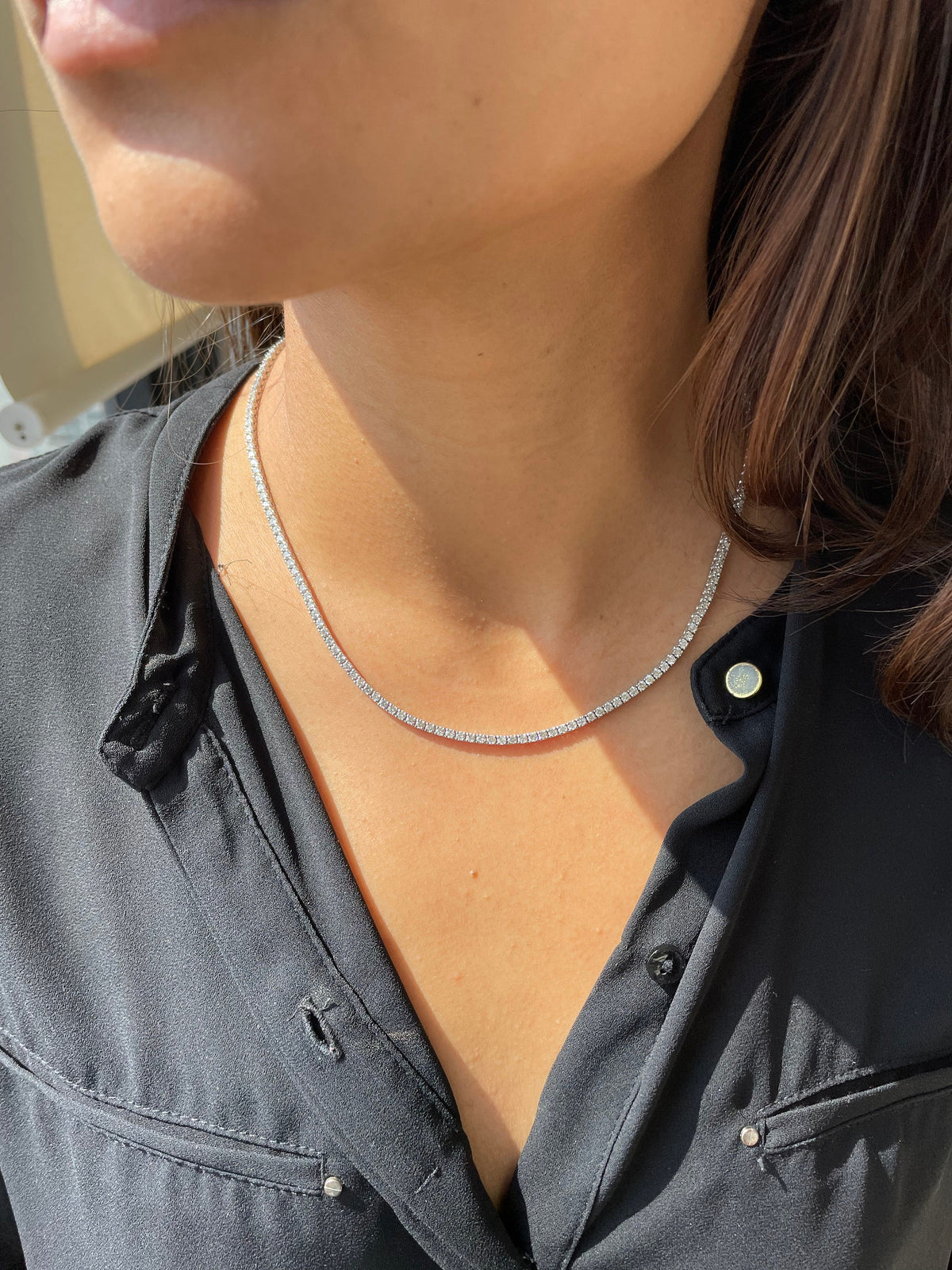 3 Carat Round Natural Diamond Tennis Necklace