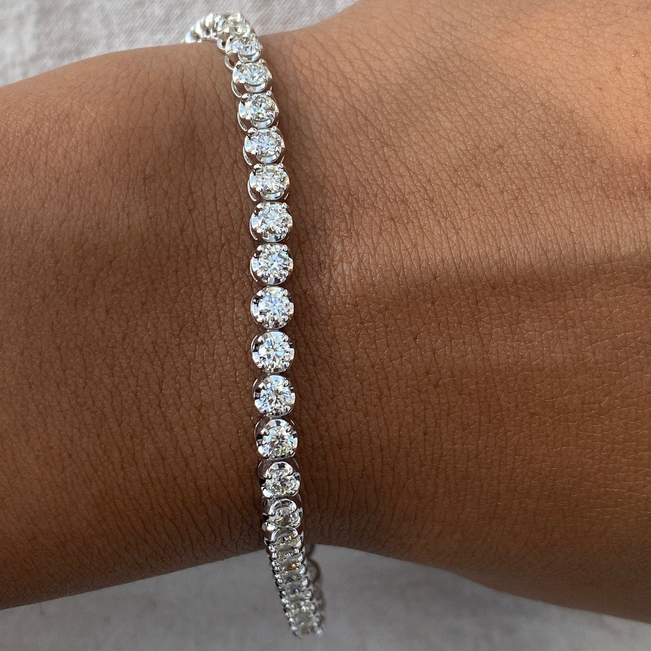 5 Carat Crown Setting Round Lab Grown Diamond Tennis Bracelet