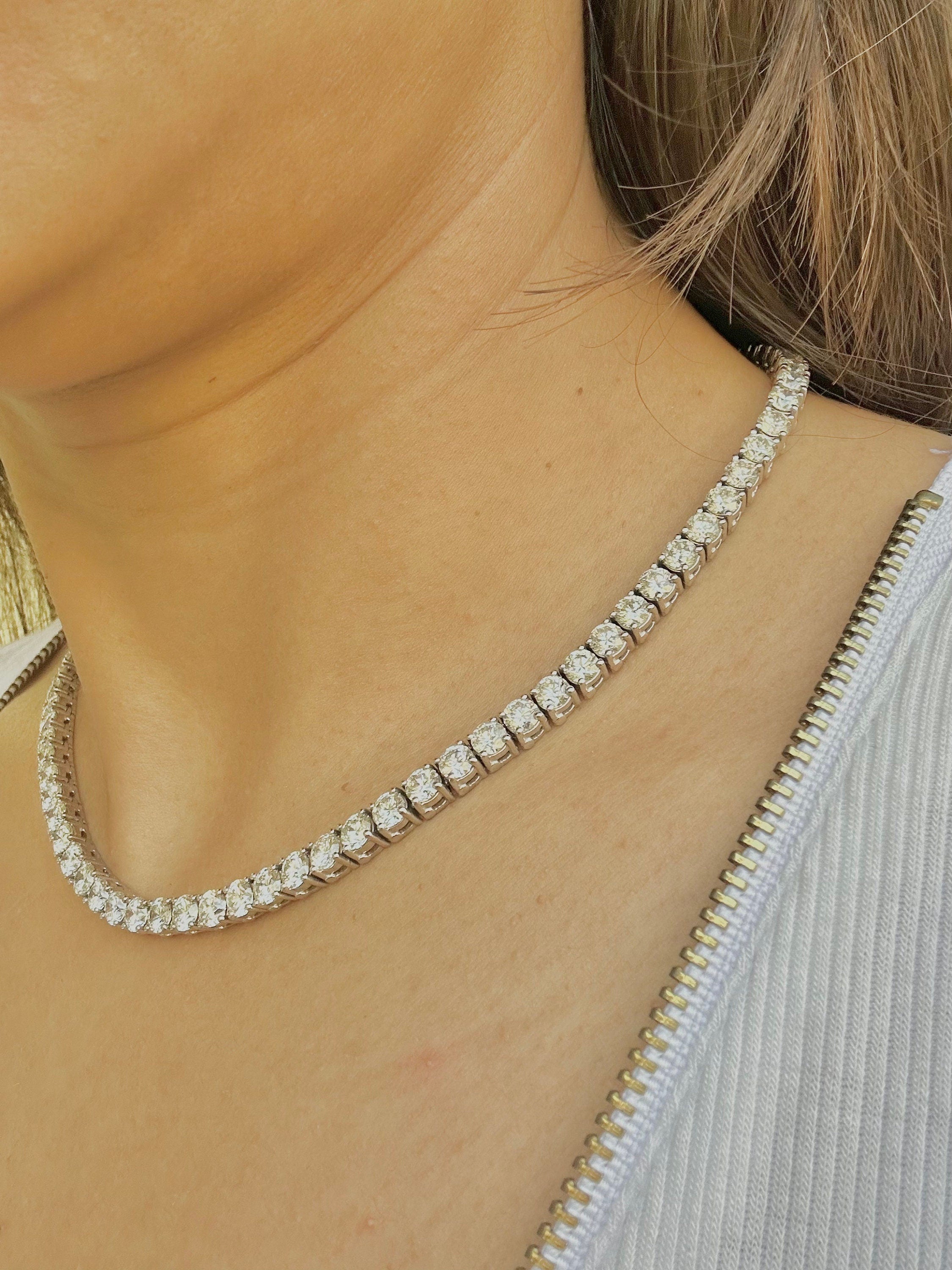 Round Diamond Tennis Necklace