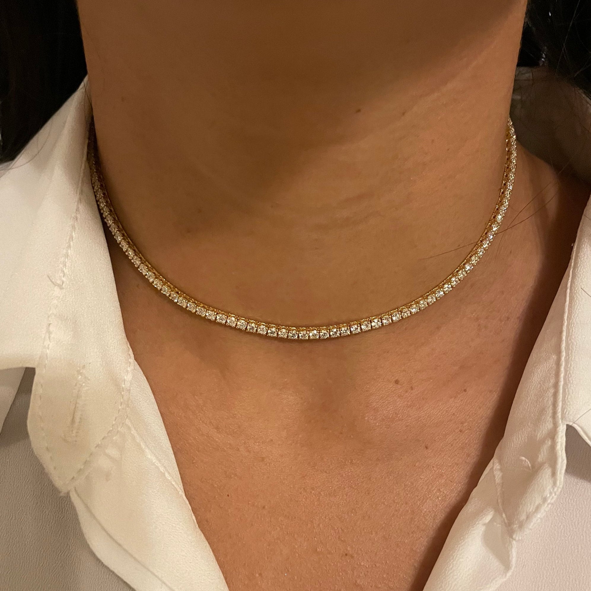 7 Carat Round Lab Grown Diamond Tennis Necklace