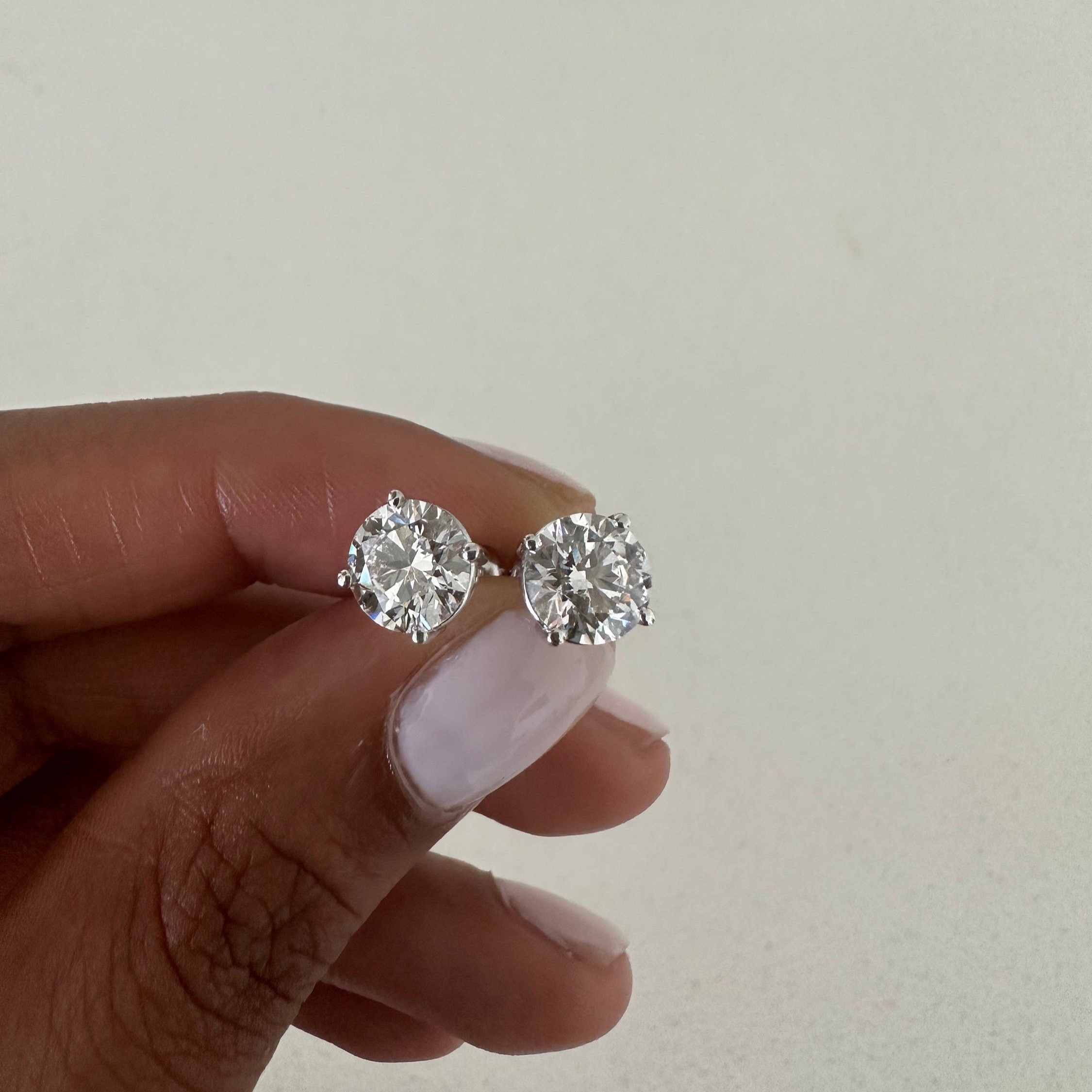 4 Carat Round Lab Grown Diamond Stud Earrings