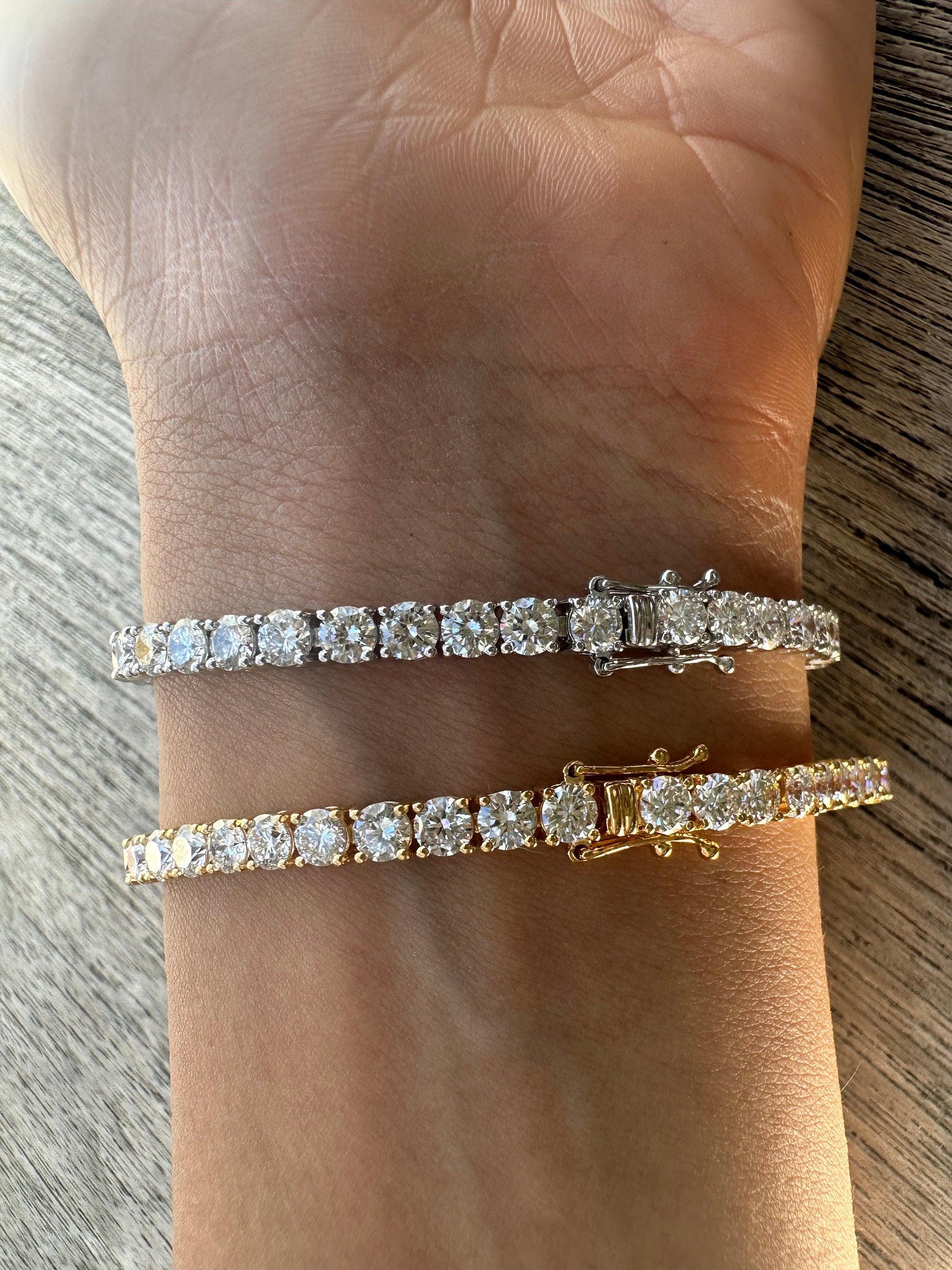 9 Carat 14K Yellow Gold Diamond Tennis Bracelet