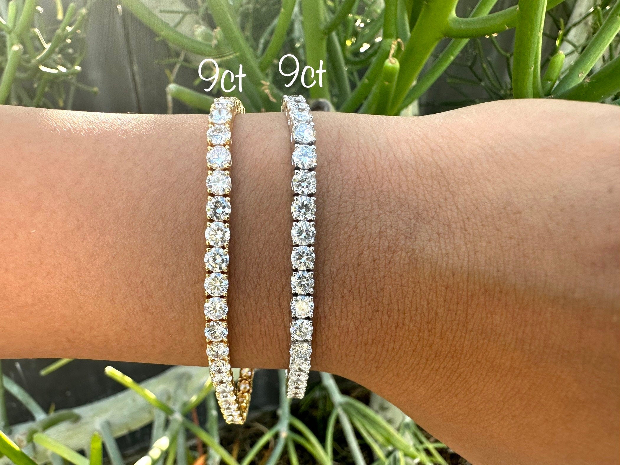 9 Carat 14K Yellow Gold Diamond Tennis Bracelet