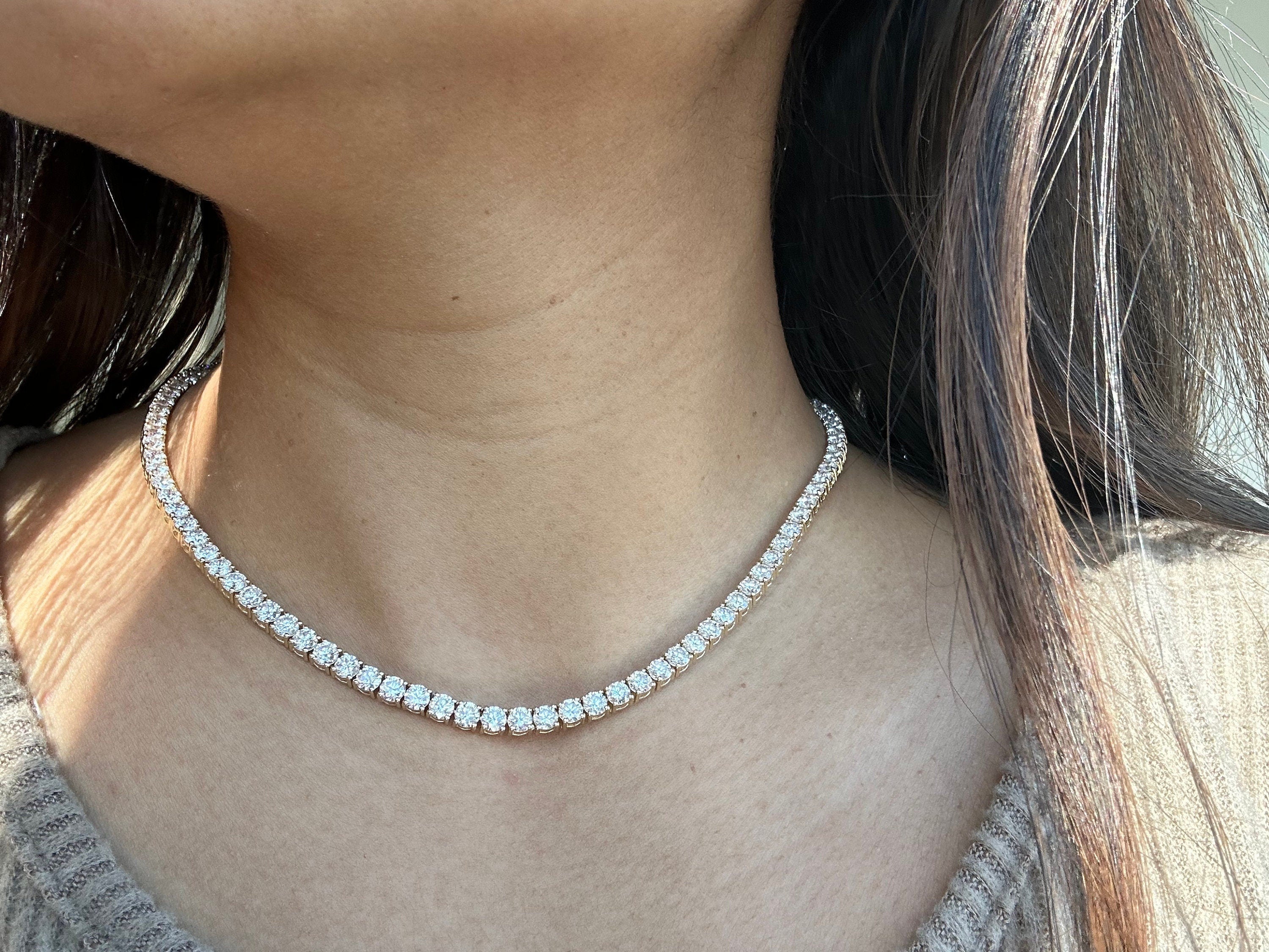 Round Diamond Tennis Necklace