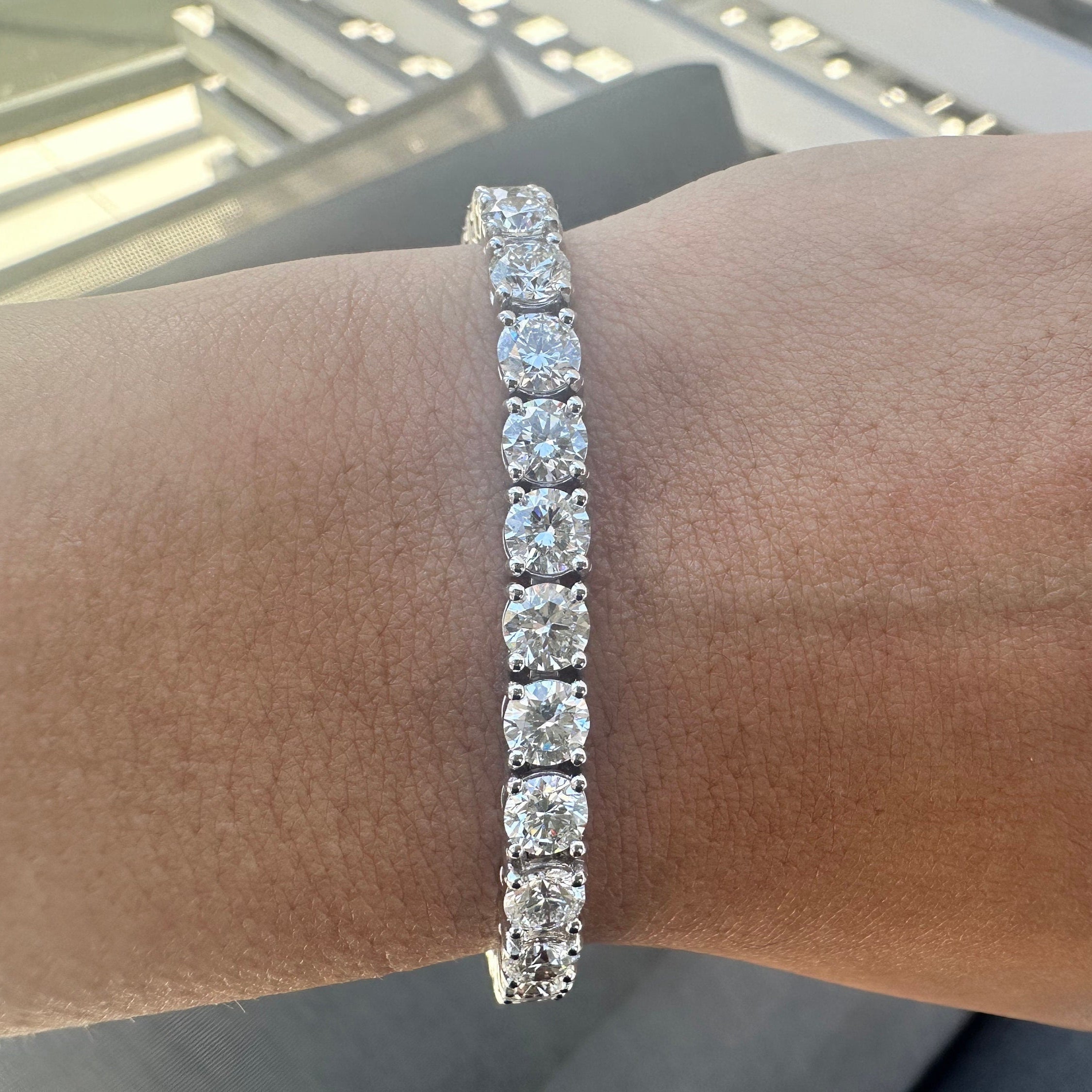 15 Carat Round Lab Grown Diamond Tennis Bracelet