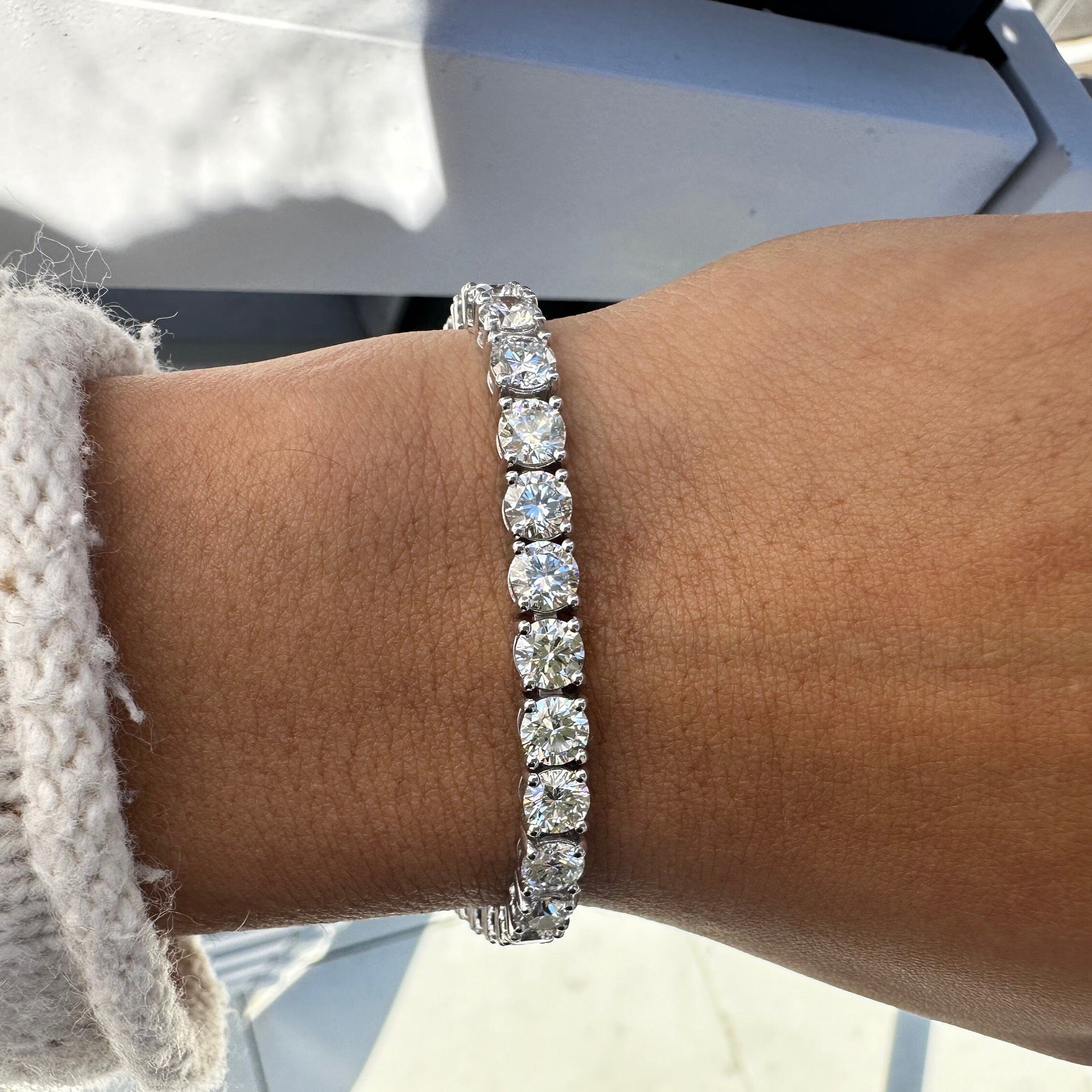 15 Carat Round Lab Grown Diamond Tennis Bracelet