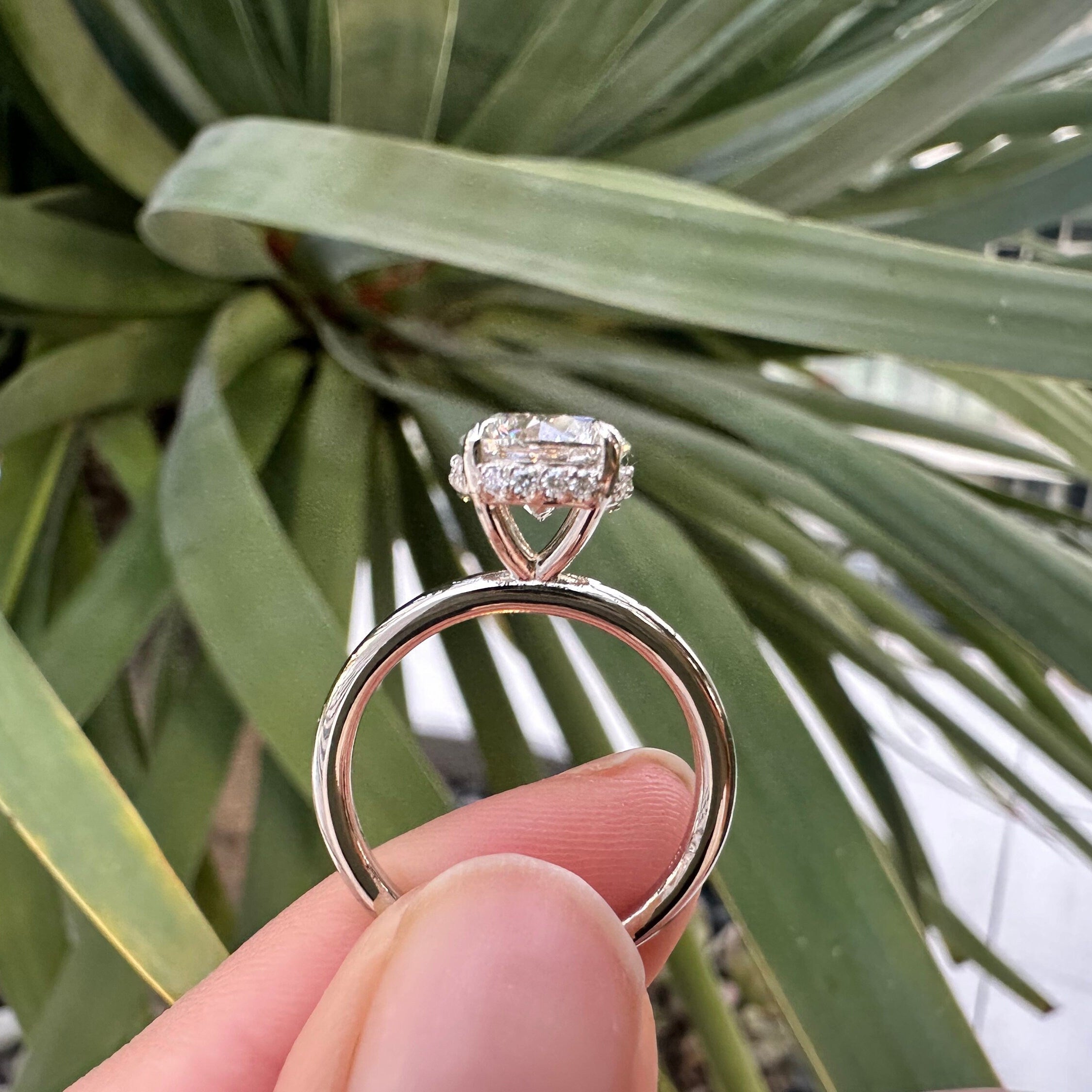 Round Solitaire Hidden Halo Diamond Engagement Ring